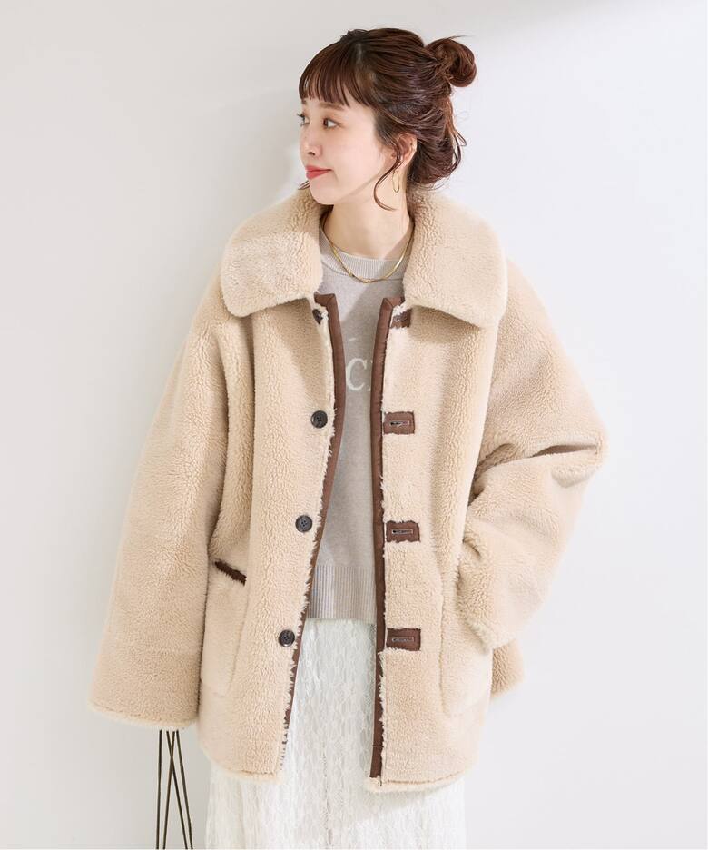 S/Mサイズ展開》リバーシブルムートンライクコート2（ムートンコート 