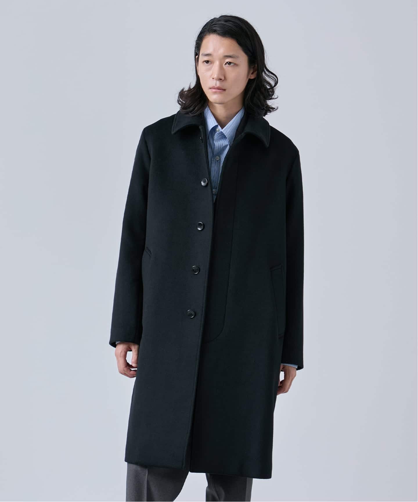 A VONTADE 日本製 ウールメルトン バルマカーンコート ネイビー ウールメルトンバルマカーンコート（ステンカラーコート）｜B.C STOCK