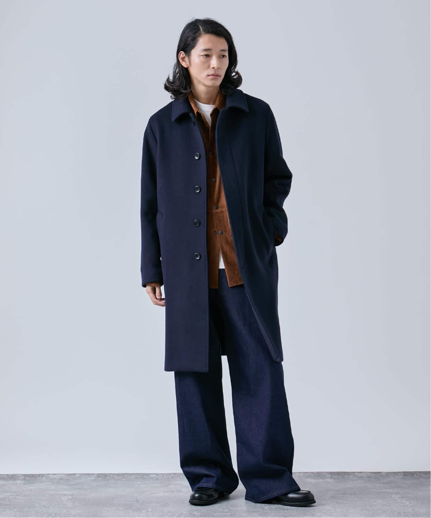 ウールメルトンバルマカーンコート（ステンカラーコート）｜B.C STOCK