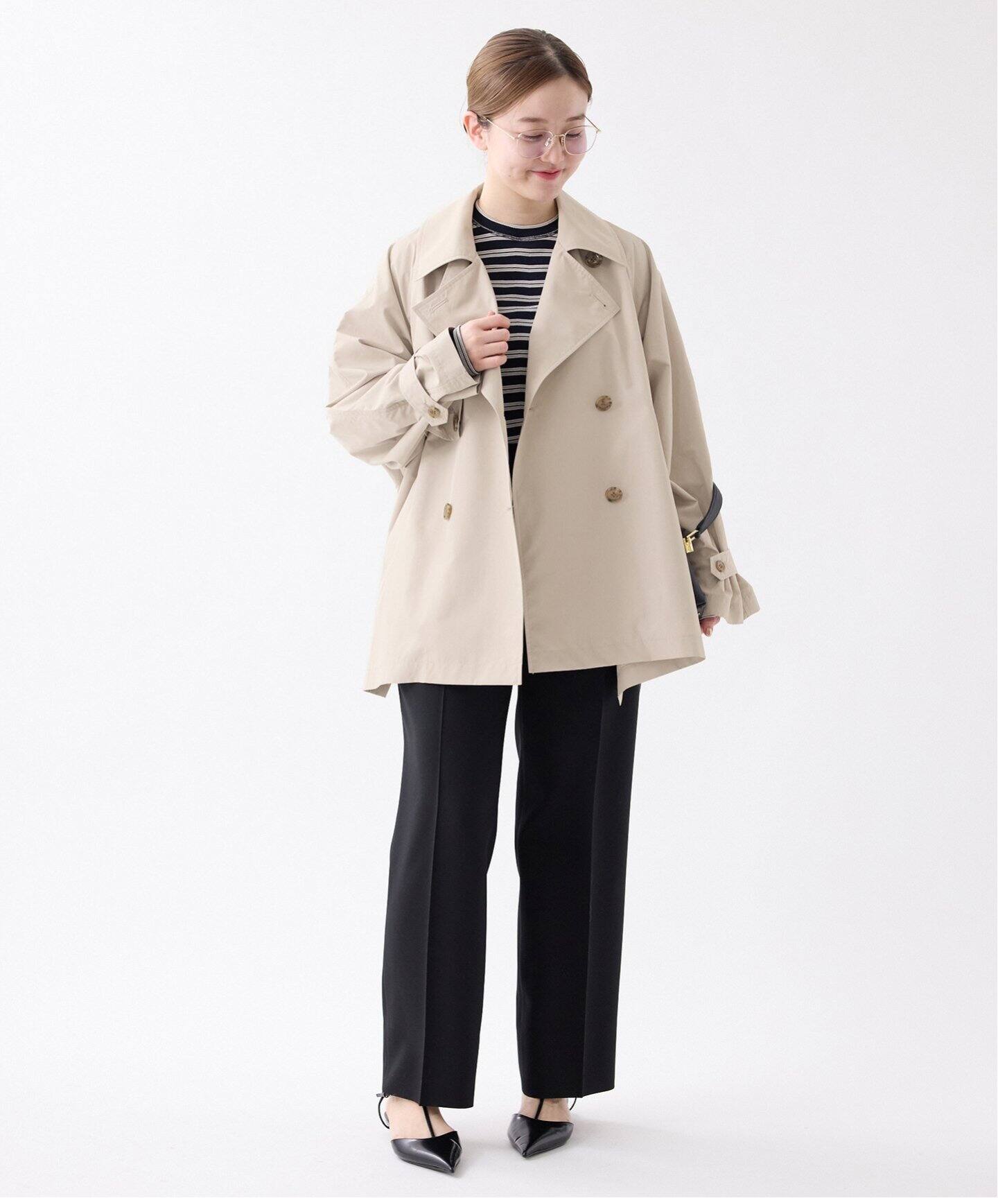 IENA ポプリンオーバーショートコート◆ベージュ 36 追加3》ポプリンオーバーショートコート（その他ブルゾン／アウター