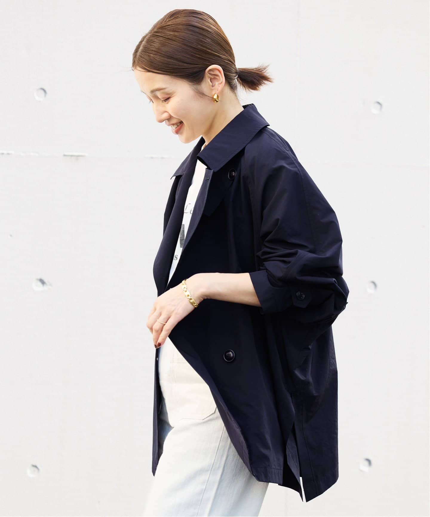 IENA ポプリンオーバーショートコート◆ネイビー　36 追加3》ポプリンオーバーショートコート（その他ブルゾン