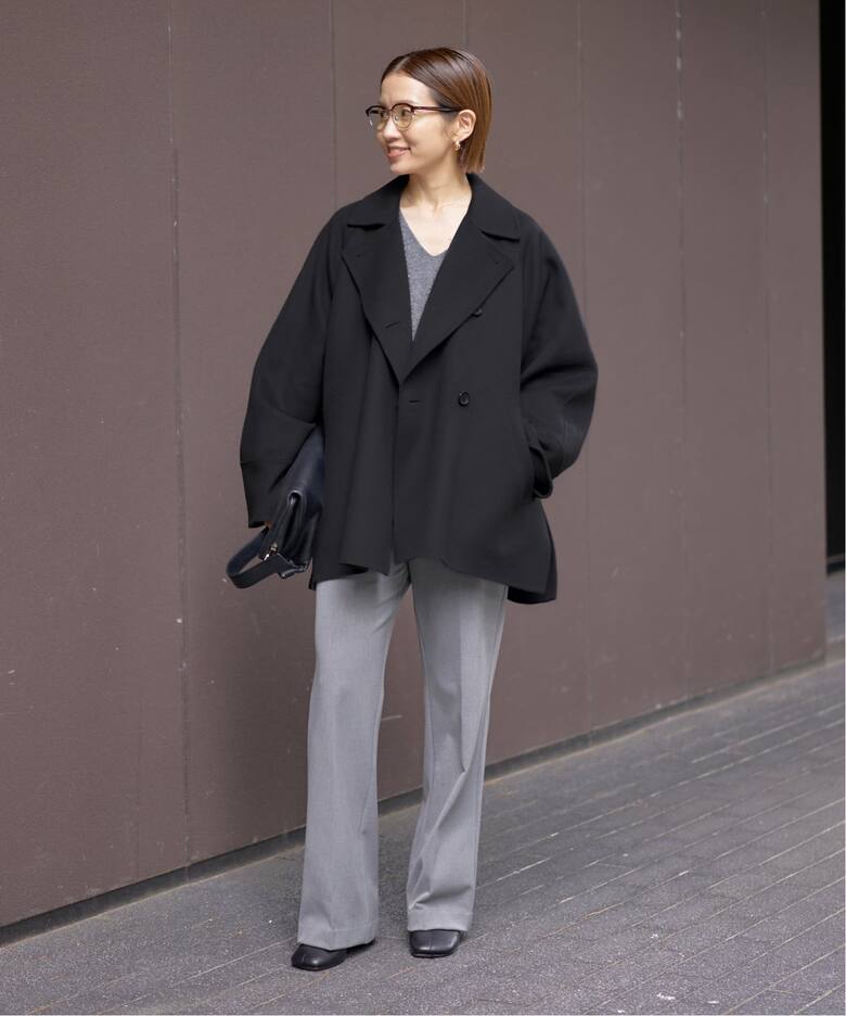 IENA LA BOUCLE S160ダブルフェイスマントショートコート WEB限定/追加  