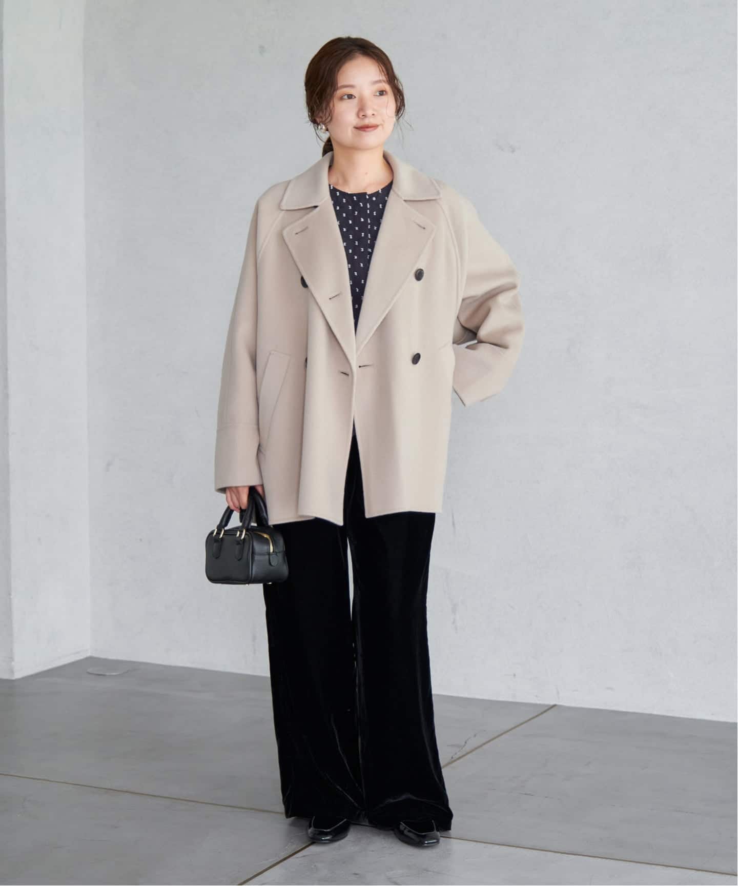 イエナ　スーパー160ダブルフェイス オーバーコート　ネイビー38 IENA イエナスーパー160ダブルフェイス オーバーコート