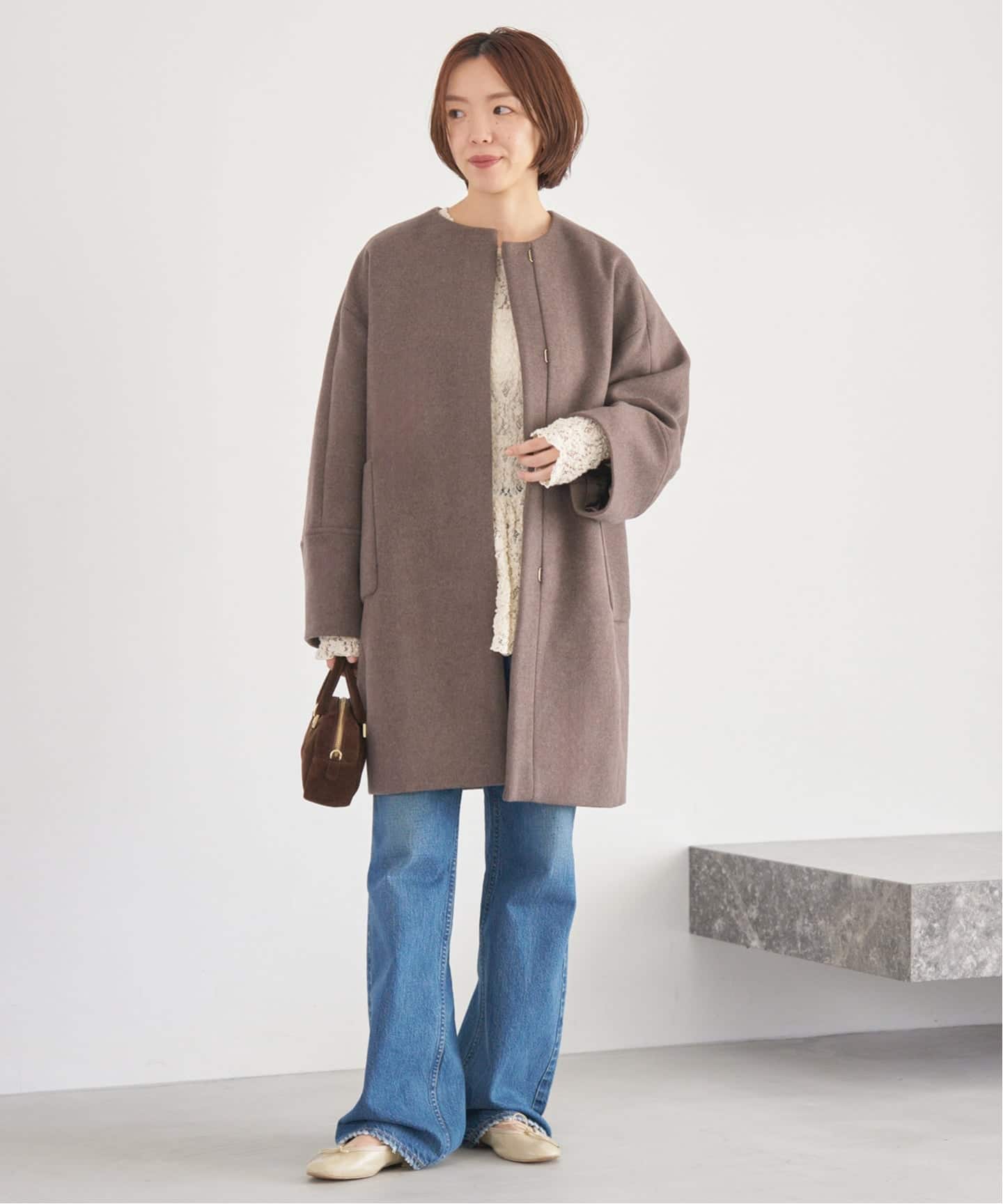 イエナ　コート　アウター Super140 フォルムコート（ノーカラーコート）｜IENA（イエナ）の通販