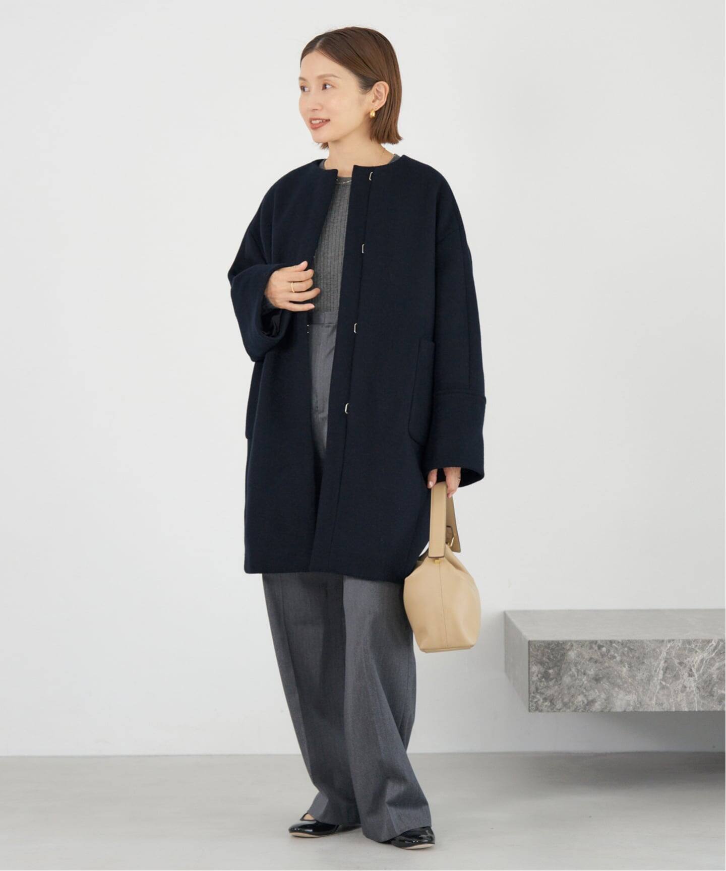 イエナ　コート スーパー160ダブルフェイスステンカラーコート（ステンカラー