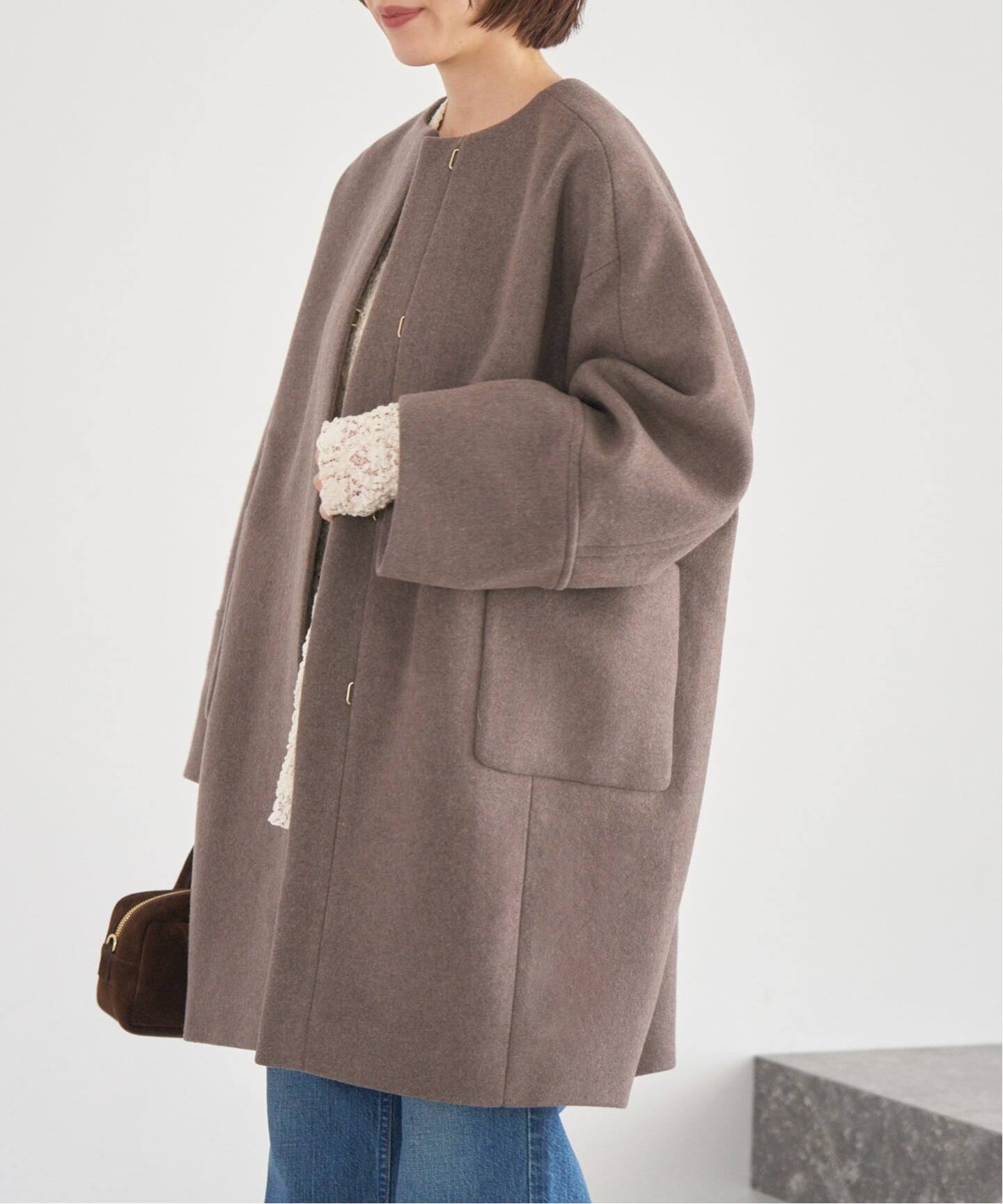 予約》Super140 フォルムコート（ノーカラーコート）｜IENA