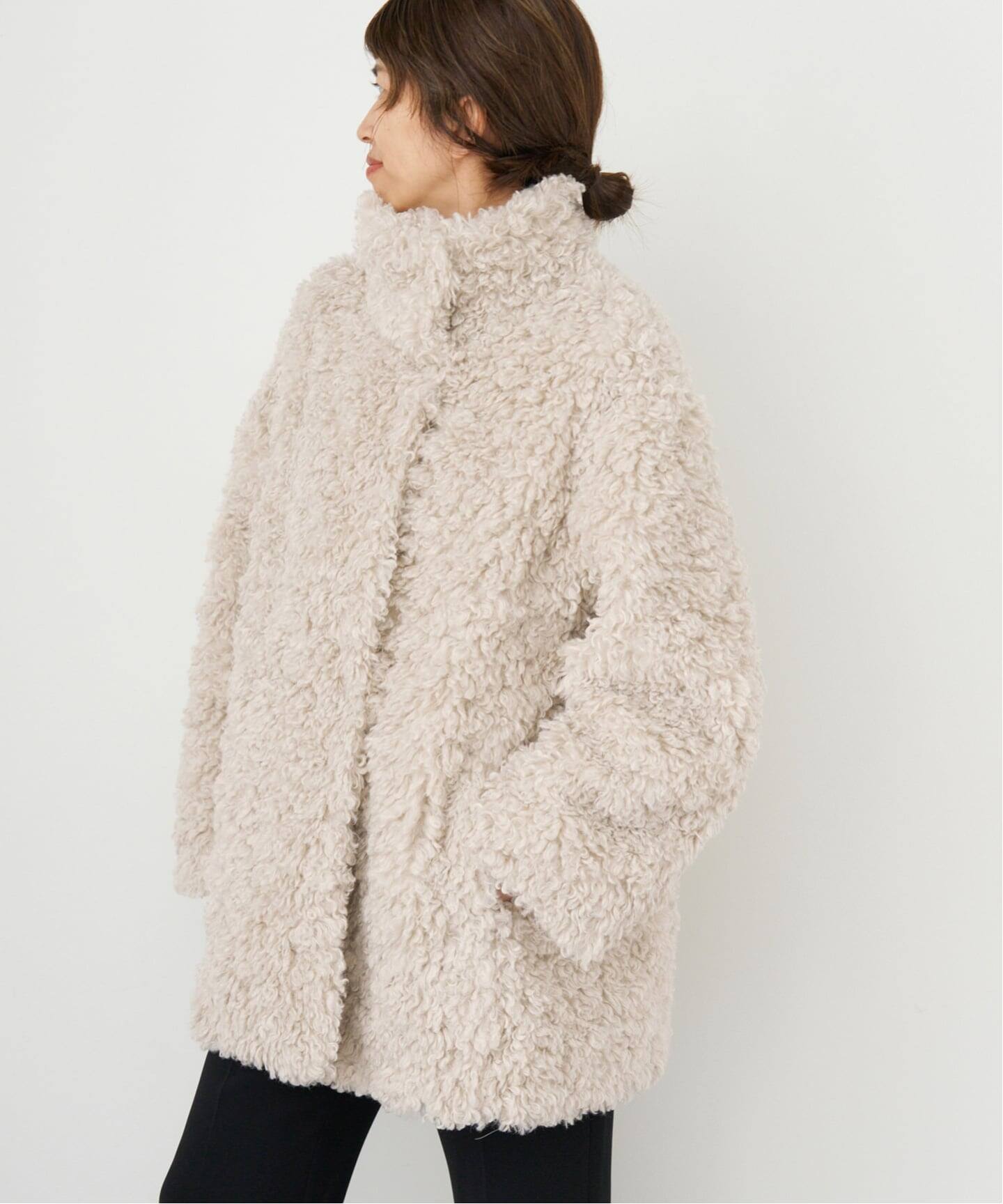 【Peluche】TISSAVEL社製 エコファーコート　ロング　ブラウン Peluche】TISSAVEL社製 エコファーコート ロング ブラウン