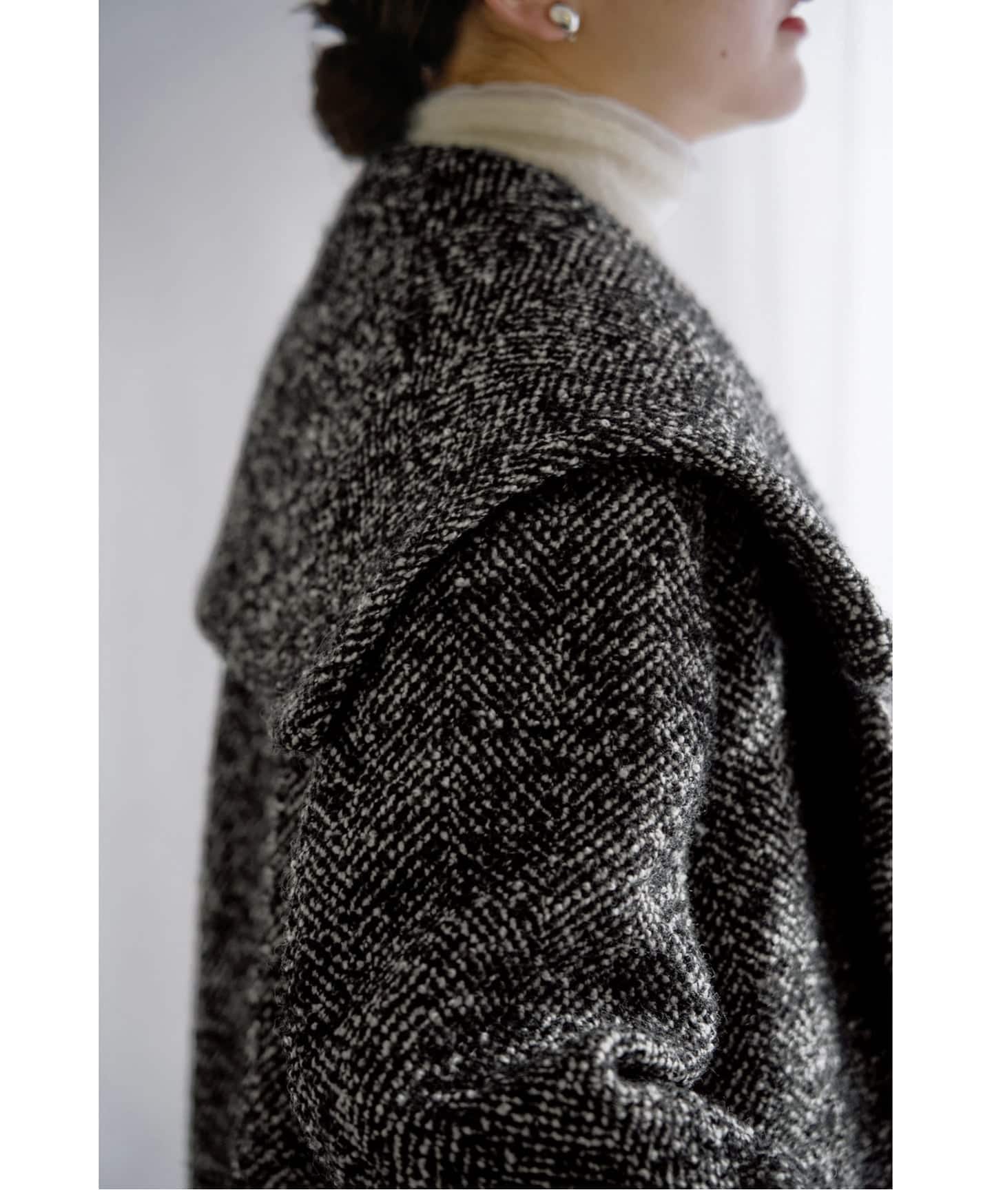 ヘリンボンツイードビッグカラーコート（その他ブルゾン／アウター