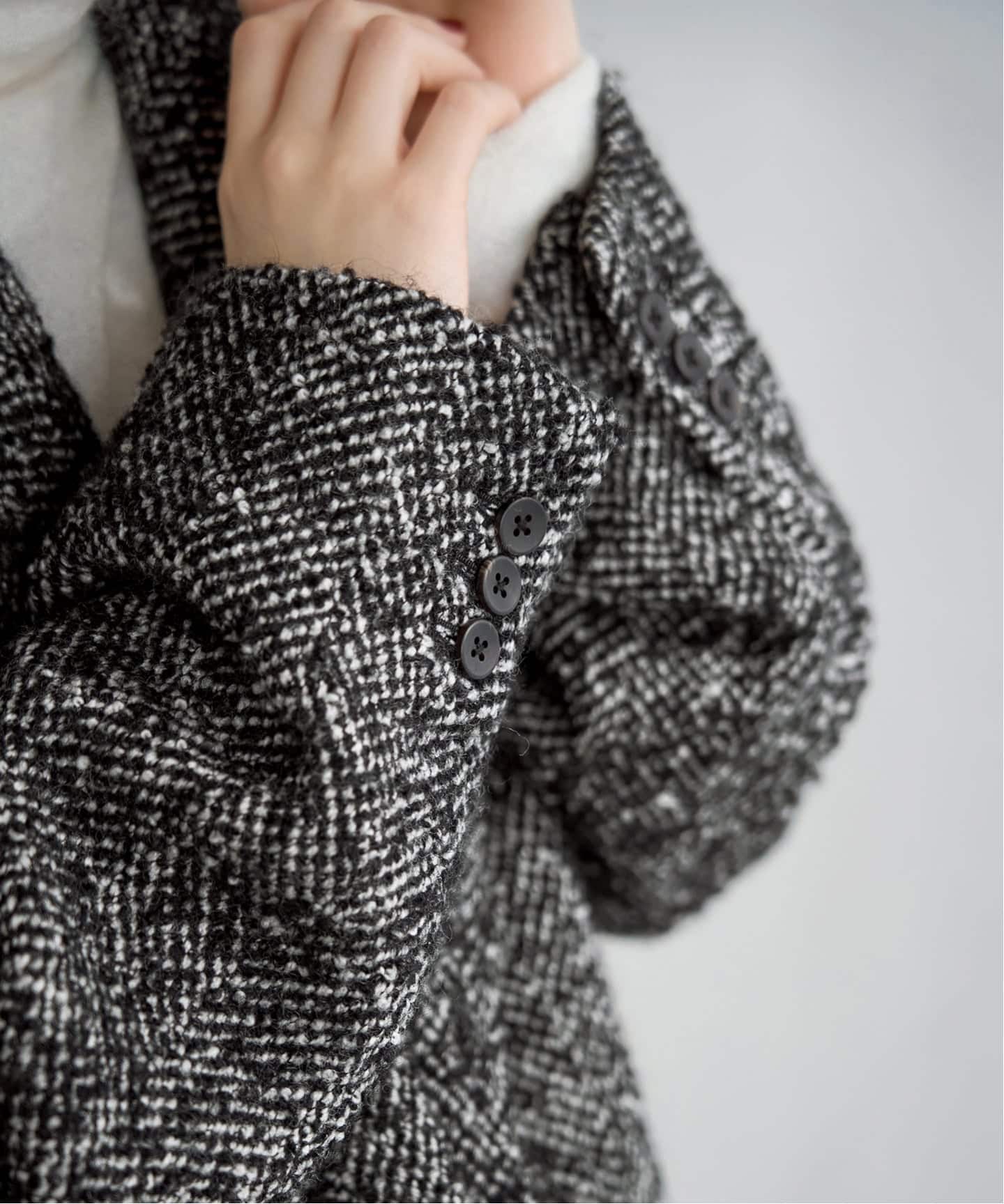 ヘリンボンツイードビッグカラーコート（その他ブルゾン／アウター