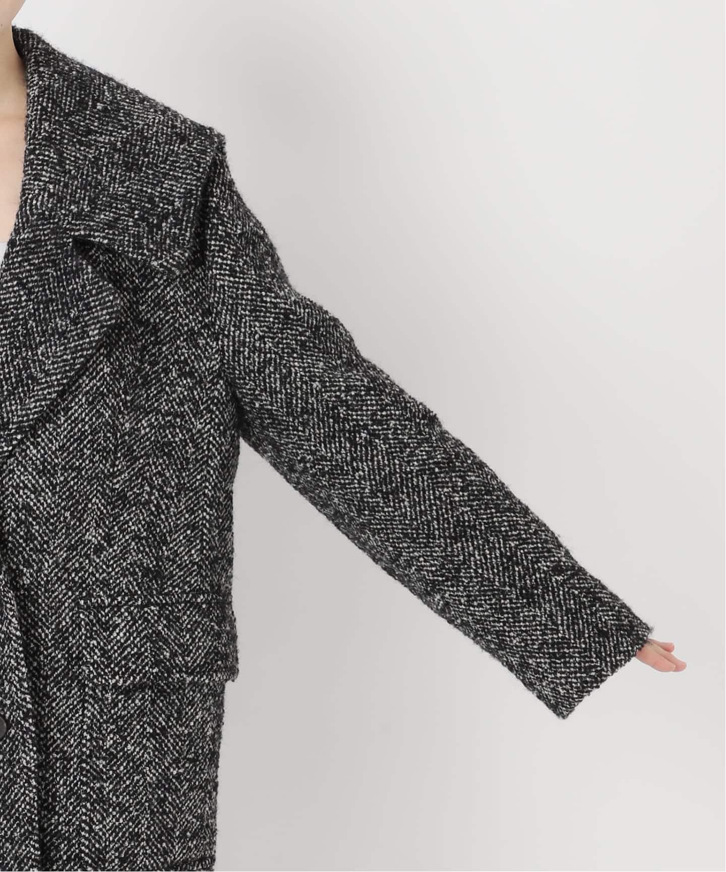 ヘリンボンツイードビッグカラーコート（その他ブルゾン／アウター