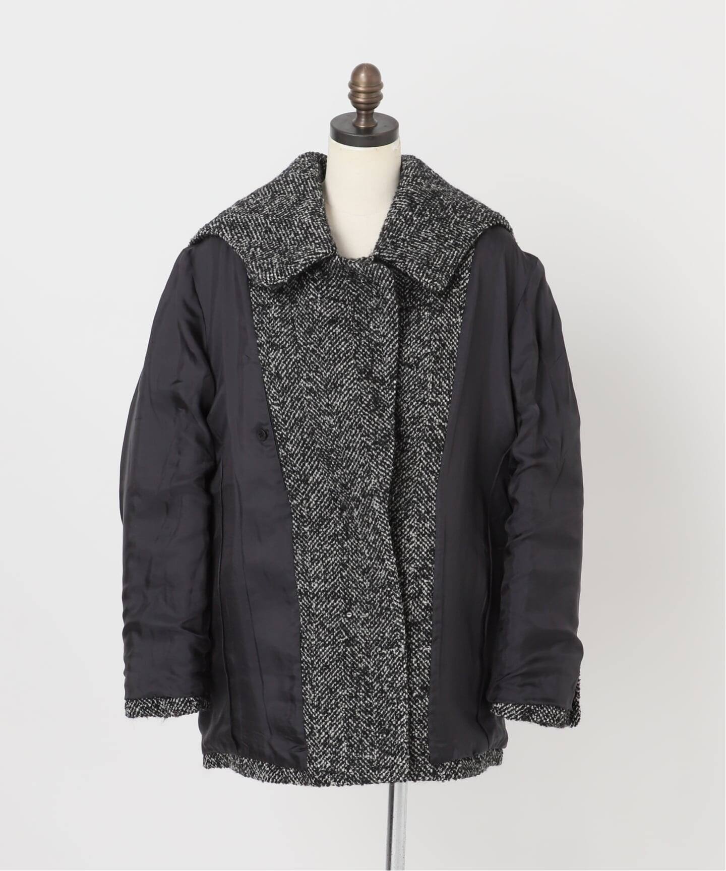 ヘリンボンツイードビッグカラーコート（その他ブルゾン／アウター