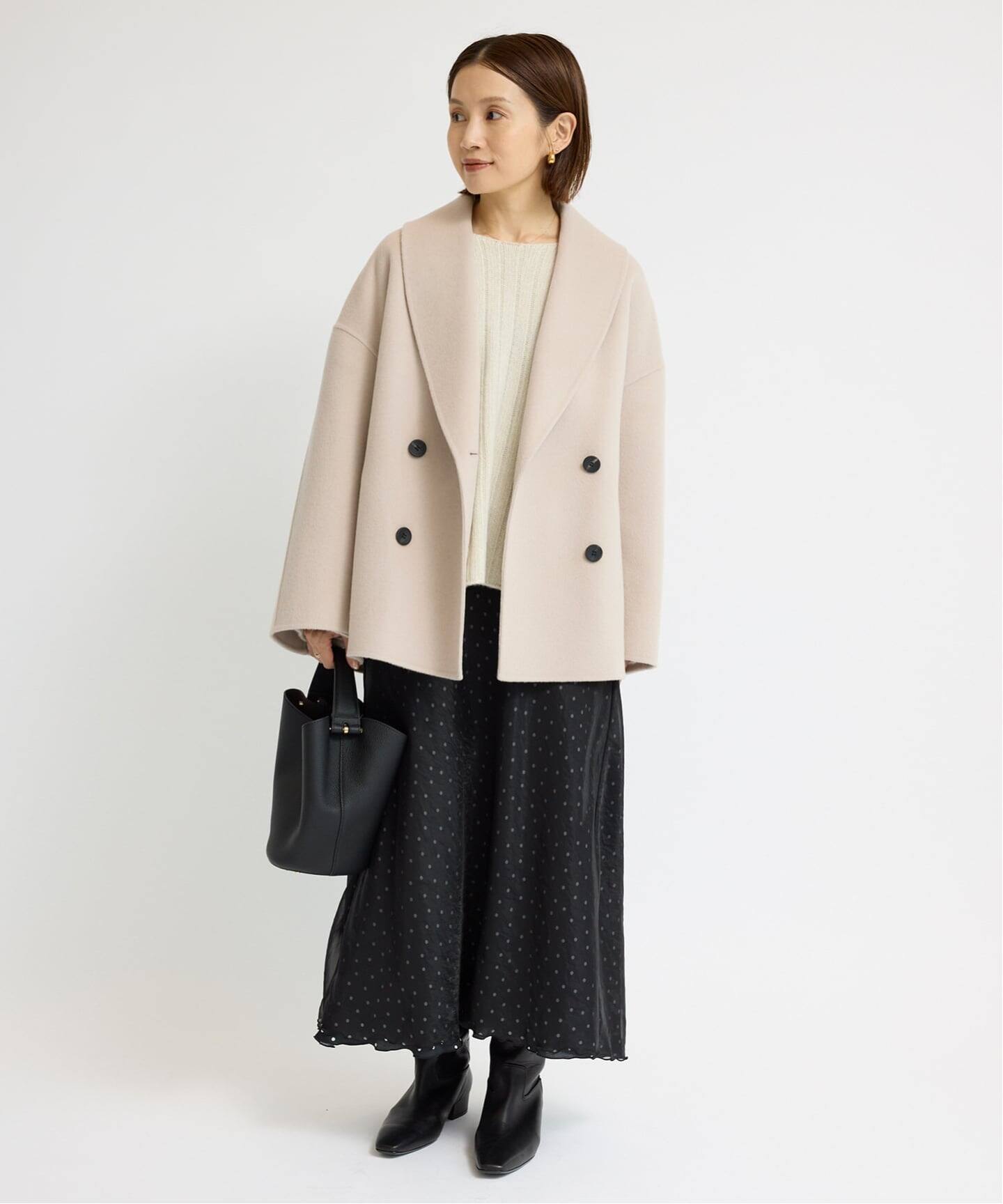 Super160 ショールカラーハーフコート（その他ブルゾン／アウター