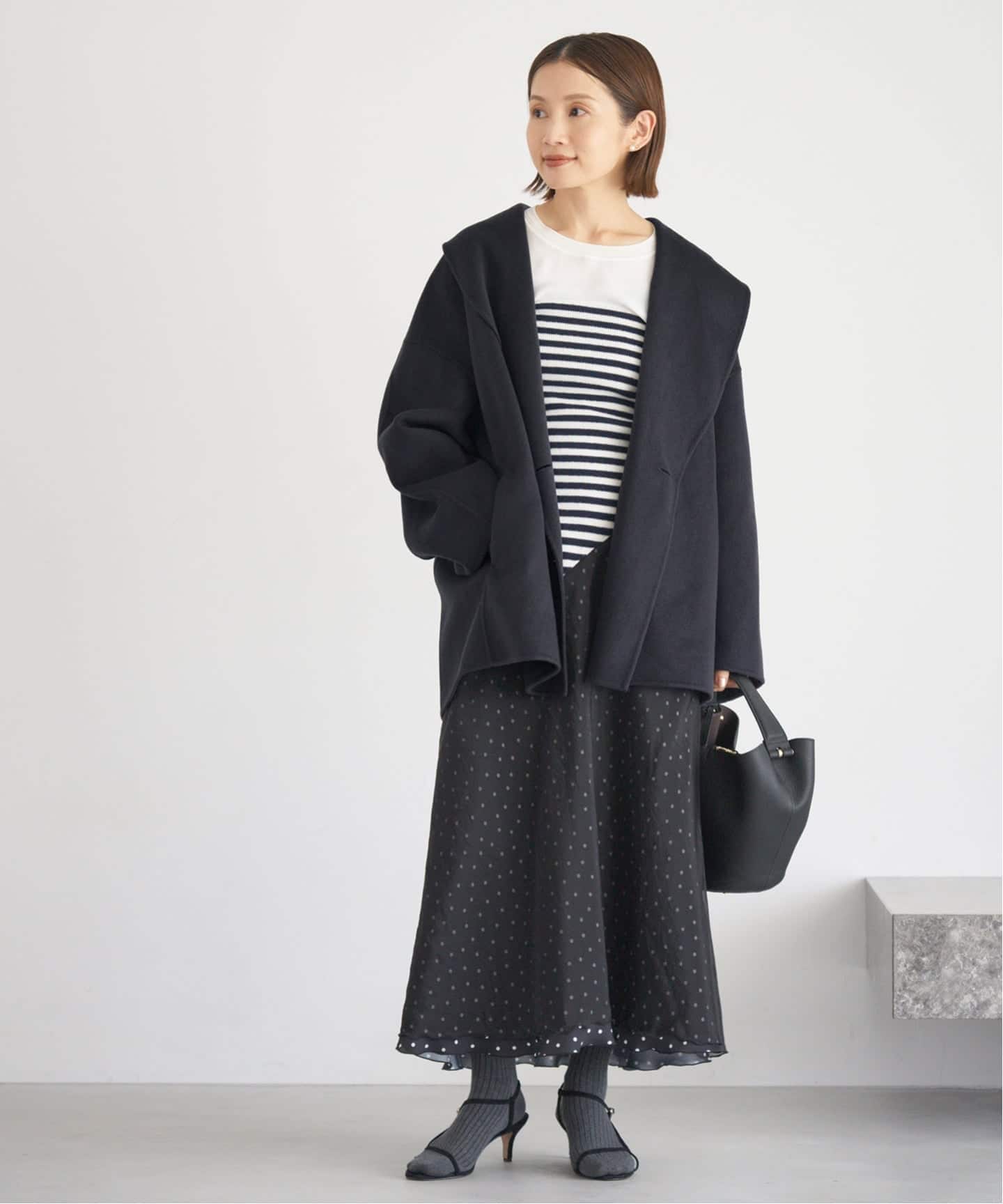 メゾンフラネウール トレンチ スプリングコート マキシ丈 ショールカラー sakishimatokyo コート アウター ショールカラーコート