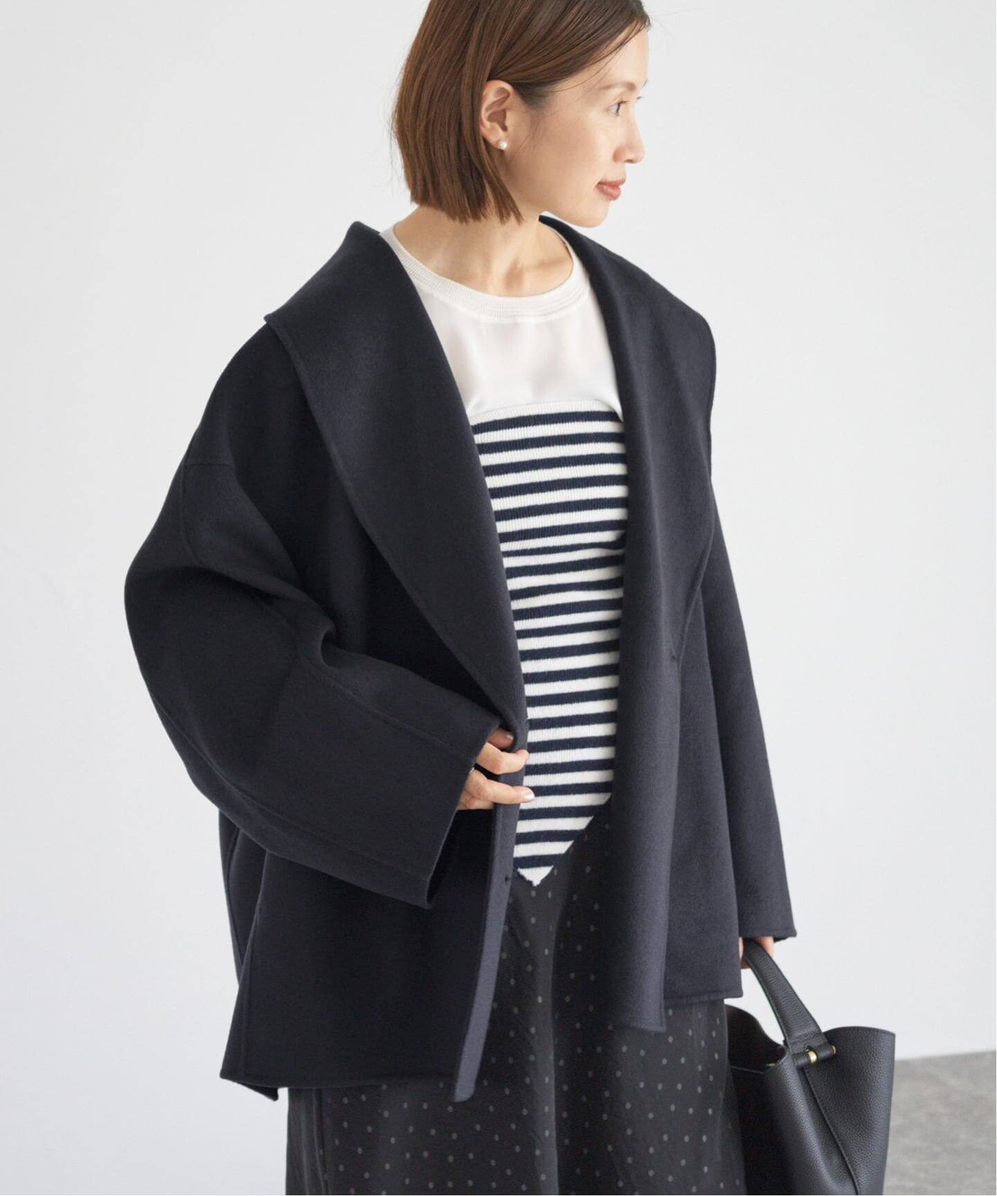 Super160 ショールカラーハーフコート（その他ブルゾン／アウター