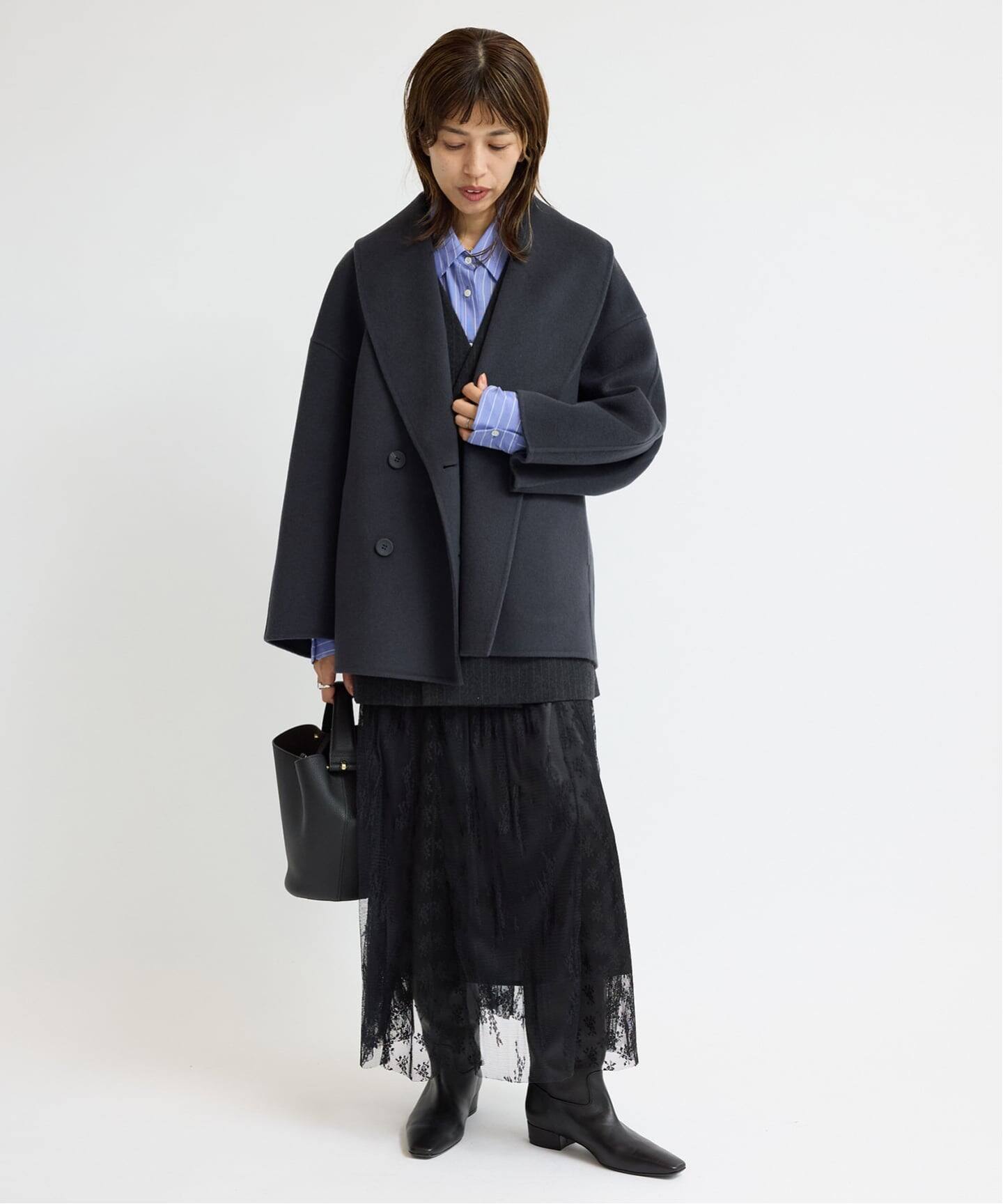 Super160 ショールカラーハーフコート（その他ブルゾン／アウター