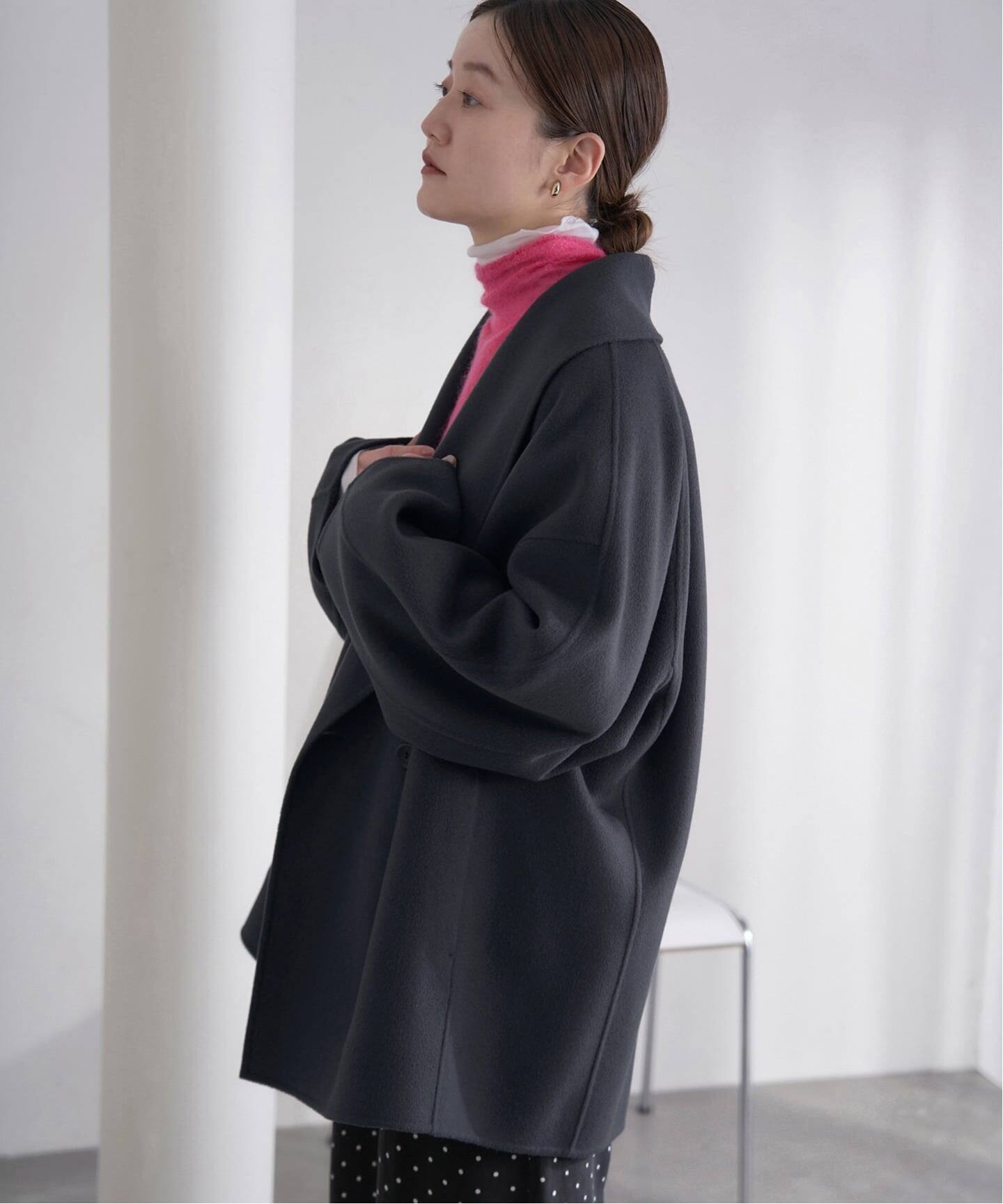 新品 IENA ＆NAVY ボンディングオーバーラップコート イエナ 追加予約》Super160 ショールカラーハーフコート（その他