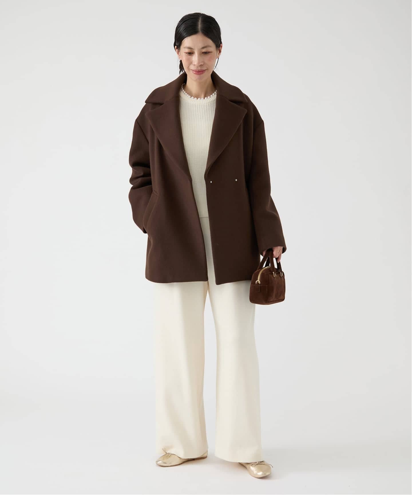本日2/11削除❗️イエナ/ほぼ未使用美品❤️MANTECOショートコート ブラウン 完全受注生産】SO MANTECOコクーンショートコート(その他