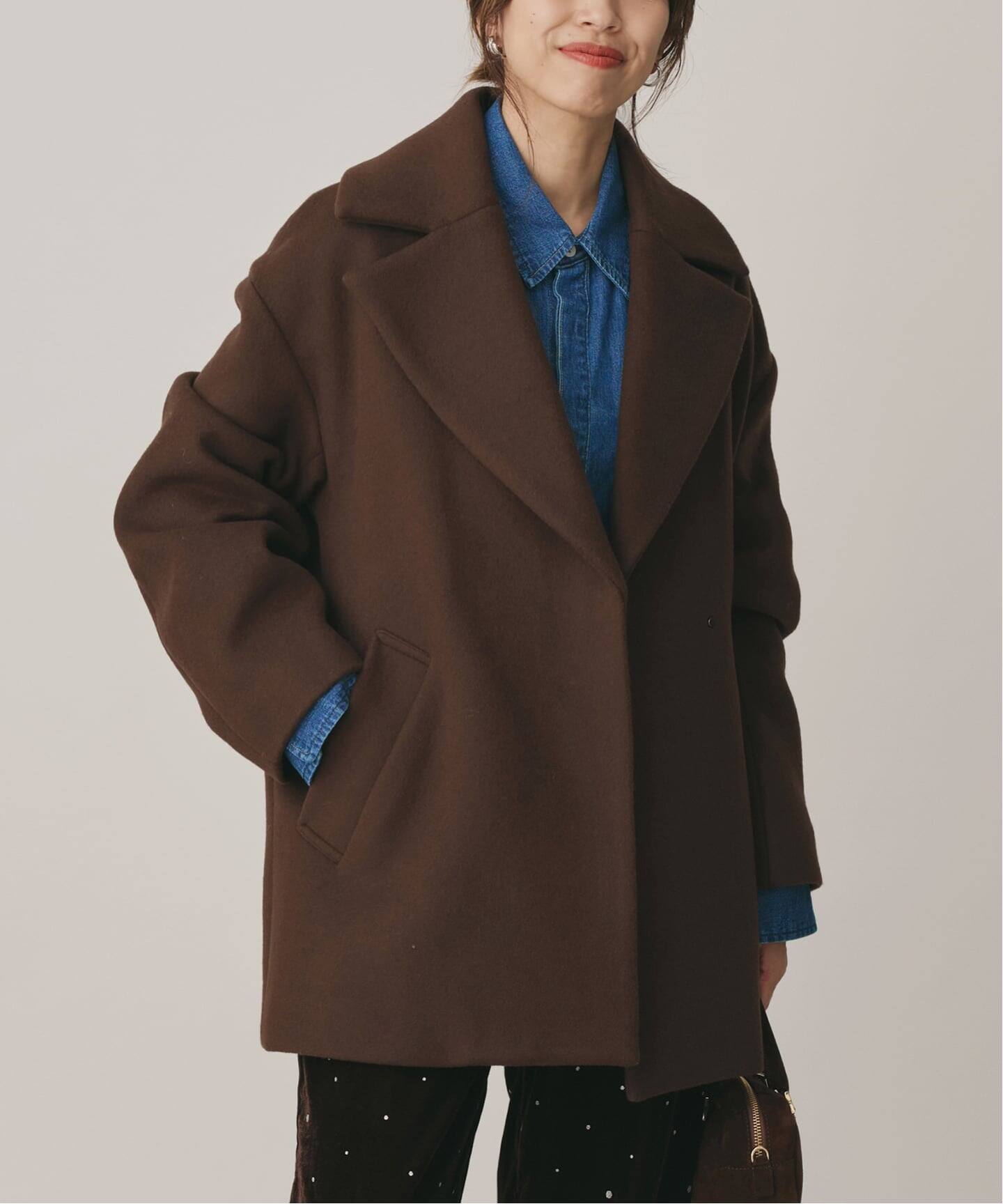 IENA イエナ　MANTECO コクーンショートコート　ネイビー　サイズ34 完全受注生産】SO MANTECOコクーンショートコート（その他