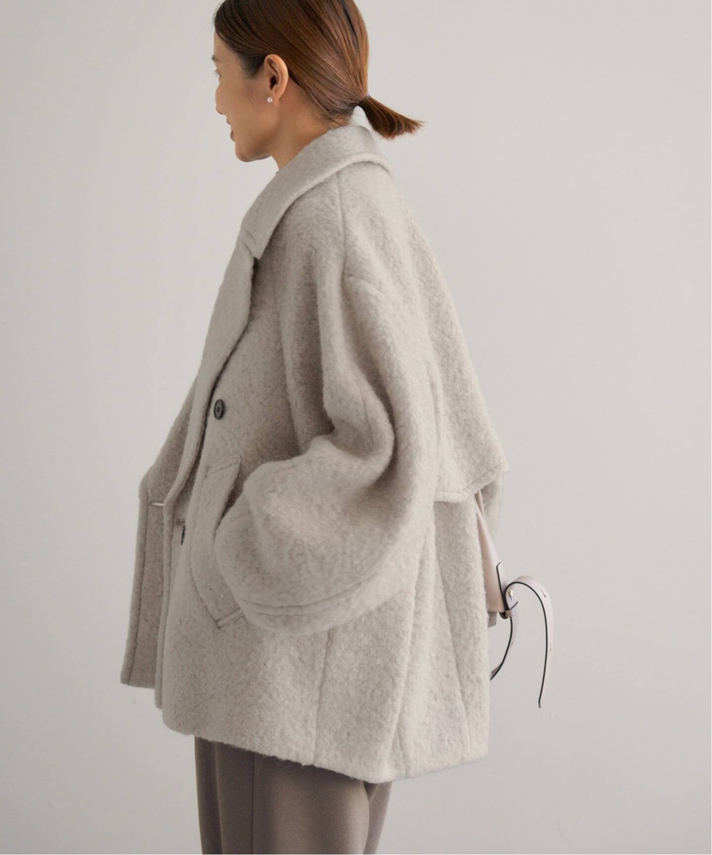 スローブイエナブラックボリュームスリーブショートコート 画像追記 スローブイエナブラックボリュームスリーブショートコート 画像