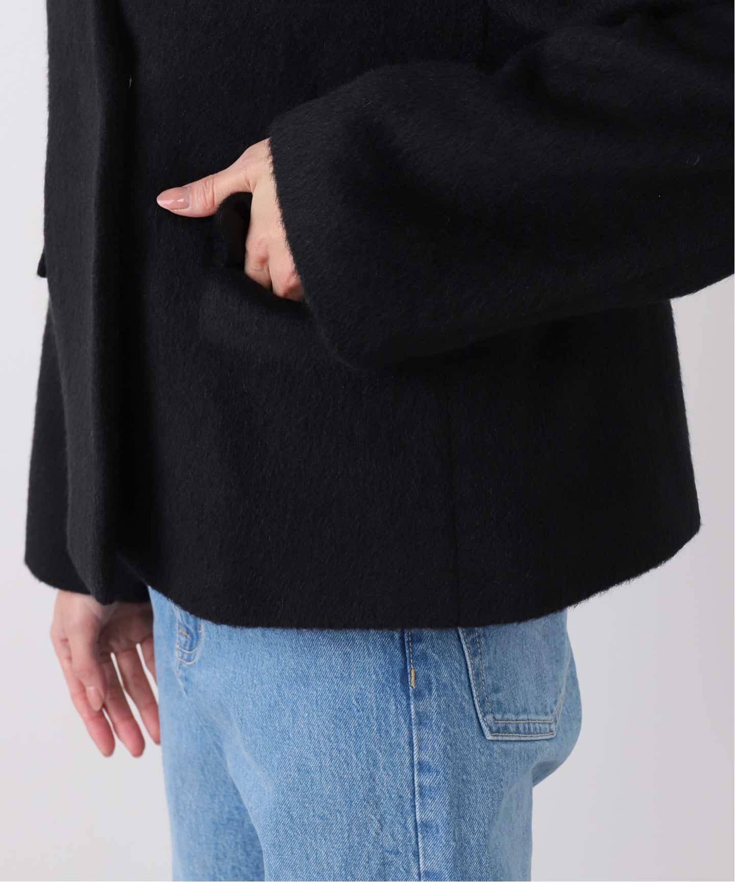 2024AW✨イエナ モヘヤミックスシャギーショートコート ブラック　36 モヘヤミックスシャギーショートコート | イエナ(IENA) | マルイウェブ