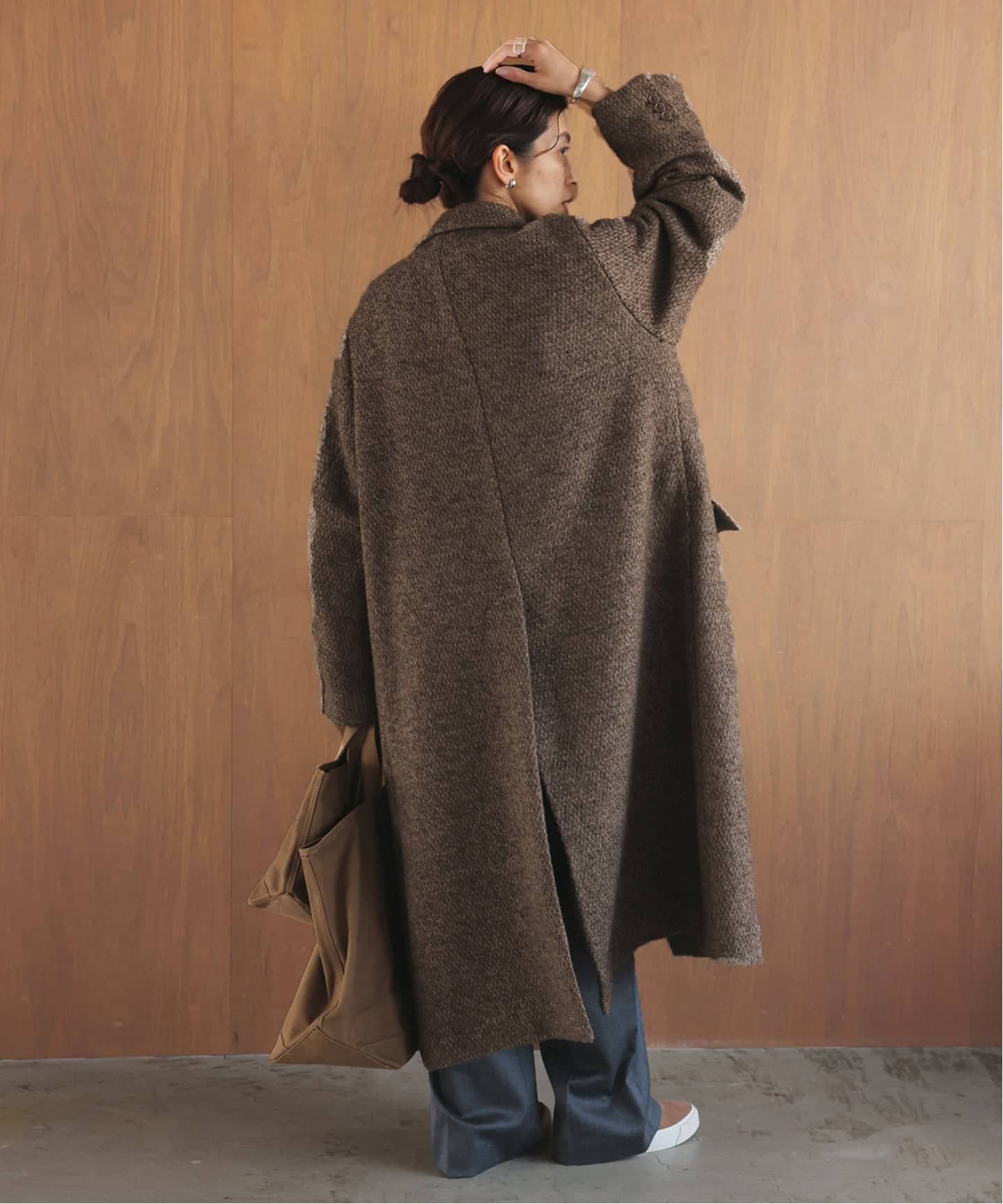 Sienne アルパカステッチコート MEGU x Sienne] Alpaca Stitch Coat (Brown) | ファッション通販