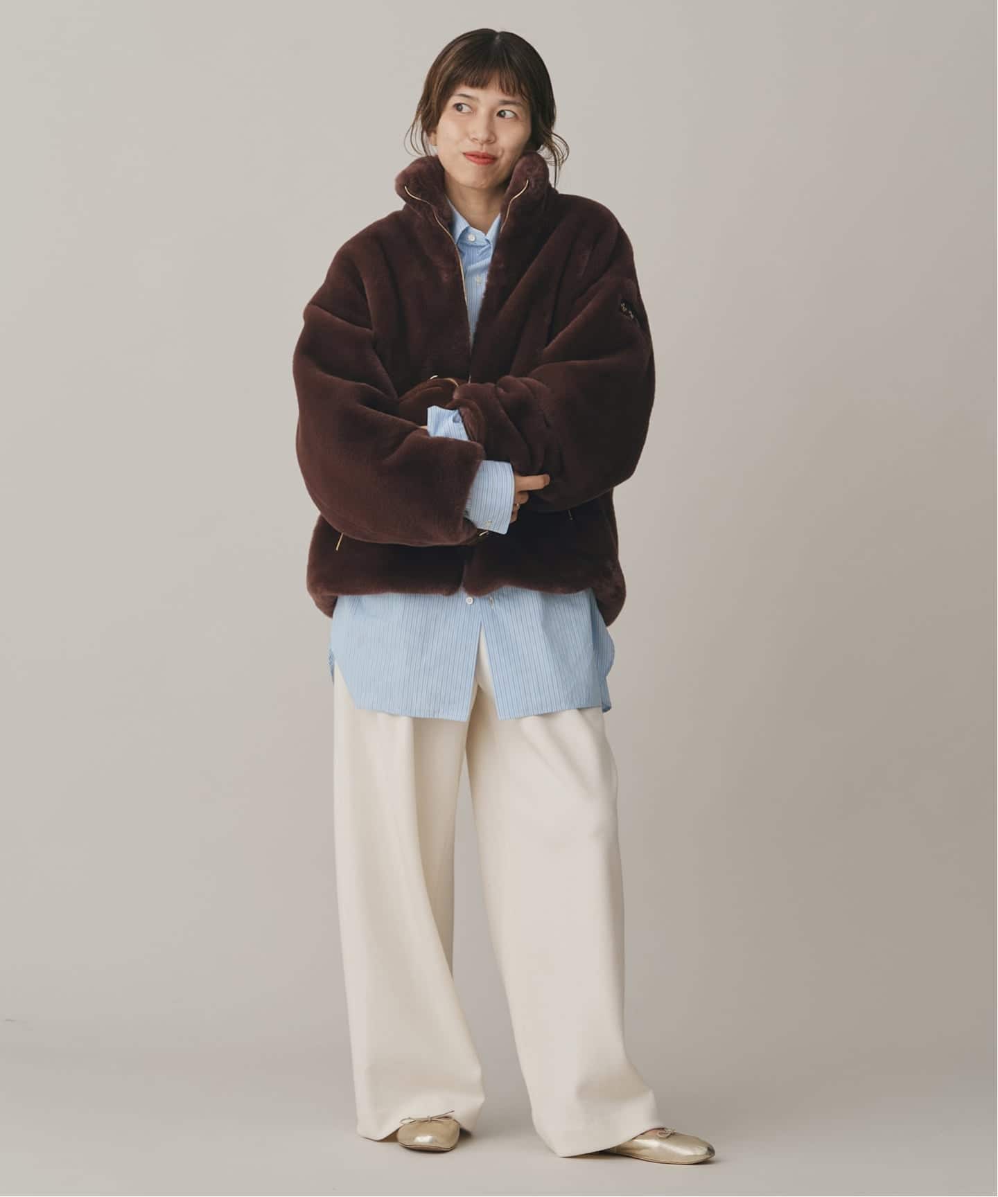 タトラス BARBRA バルブラ フェイクファーブルゾン ベージュ