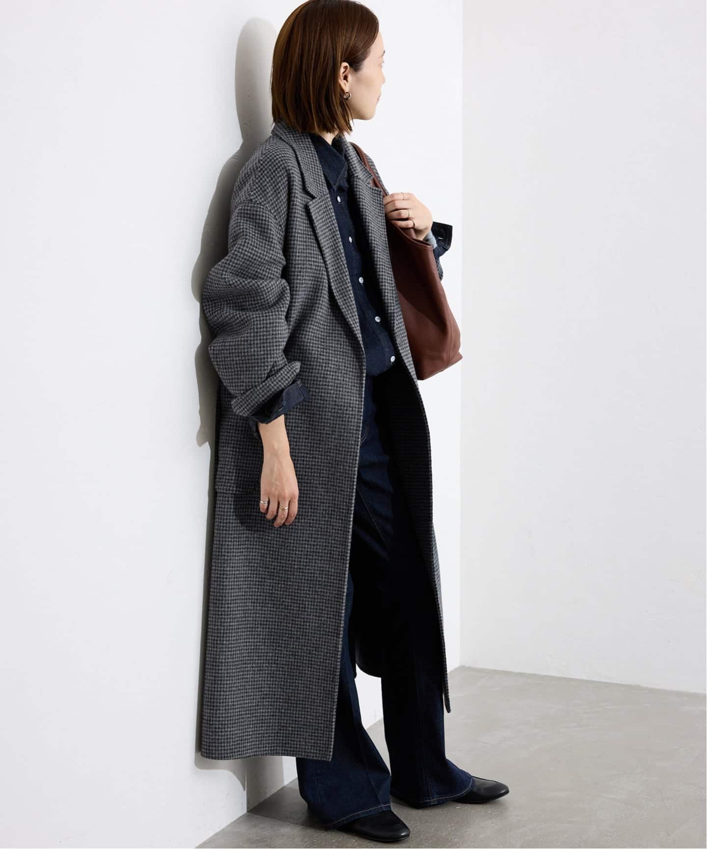 予約》souple wool ダブルフェイスロングコート（チェスター