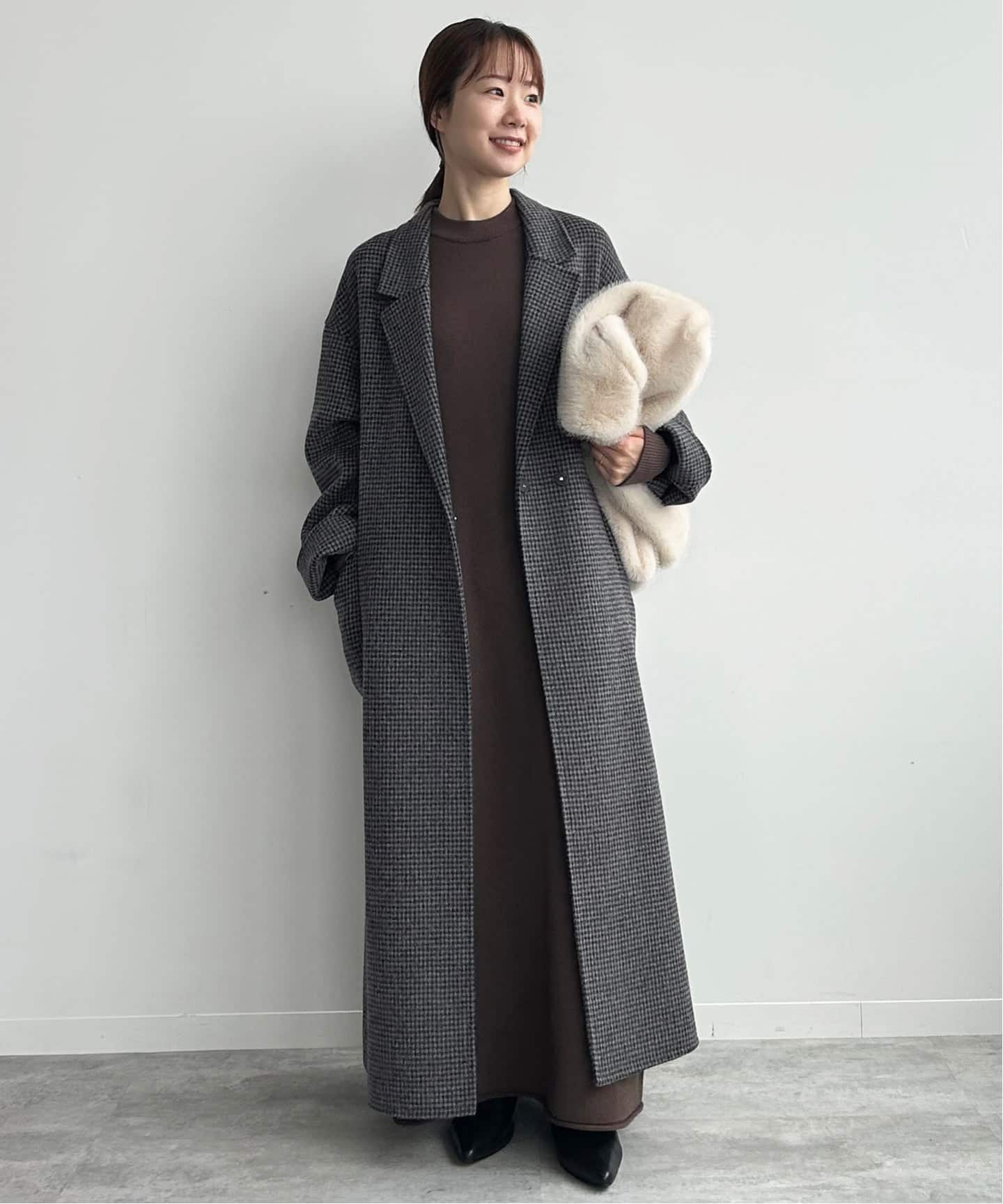 SLOBE IENA イエナ ウール ロングコート グレー モッサダブルコート 予約》souple wool ダブルフェイスロングコート（チェスター