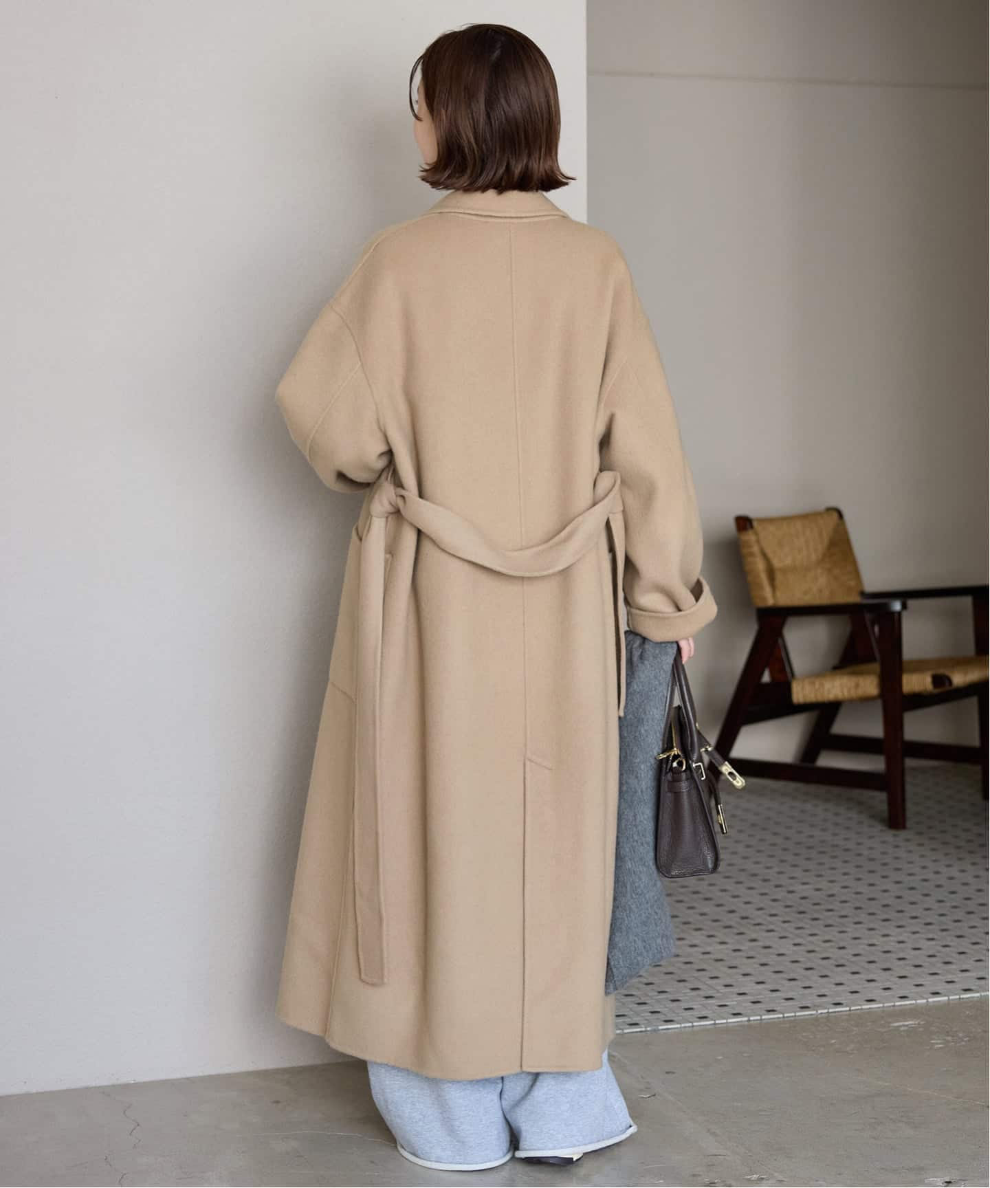 予約》souple wool ダブルフェイスロングコート（チェスター