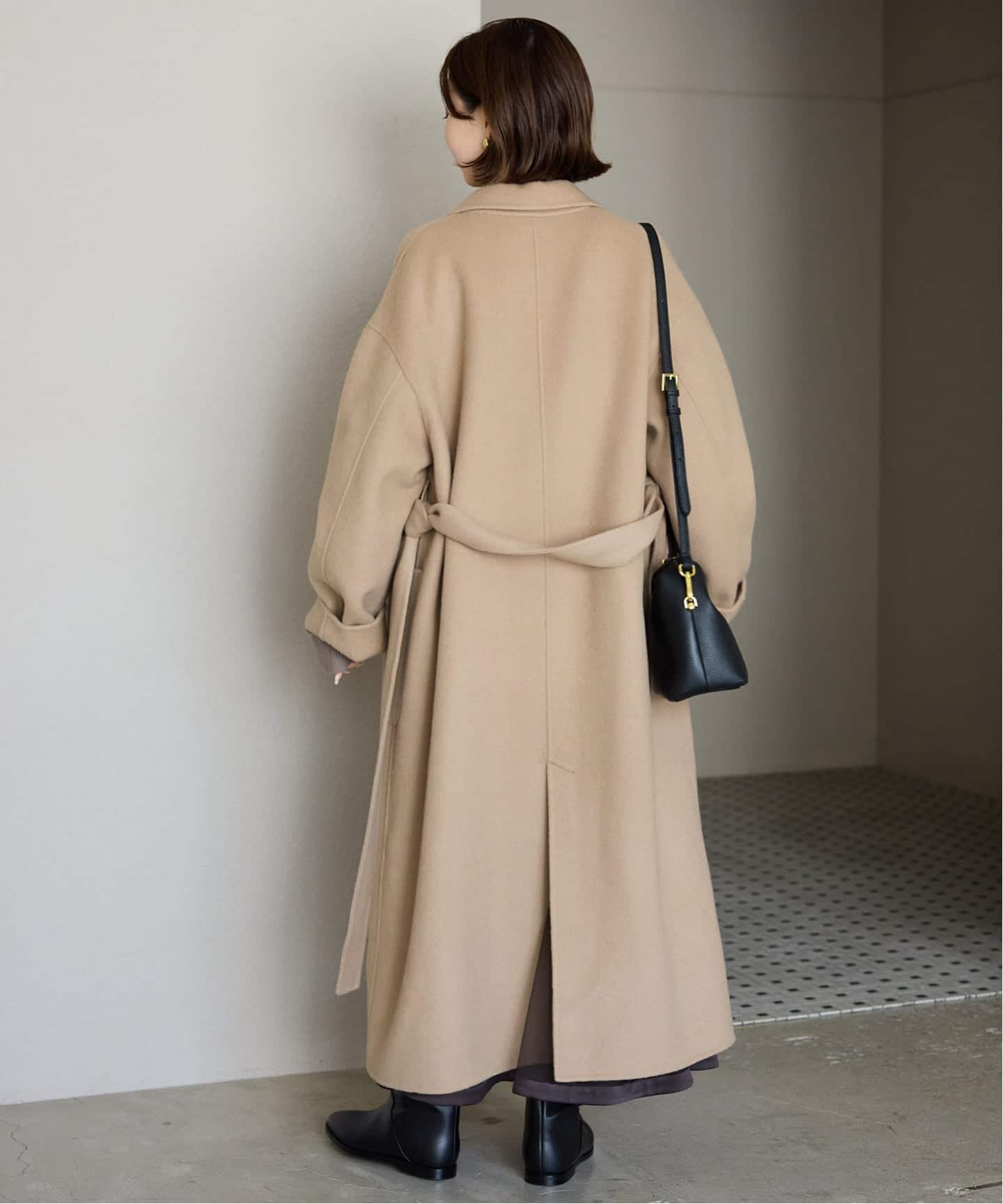予約》souple wool ダブルフェイスロングコート（チェスター