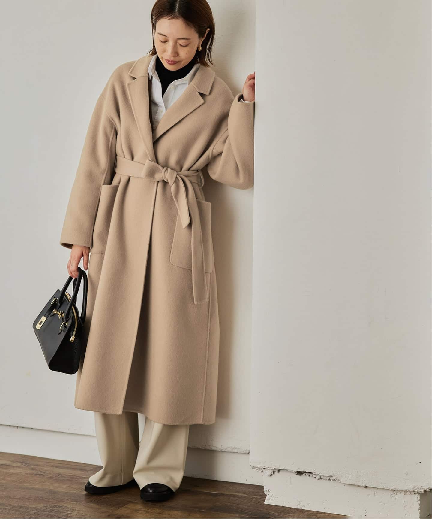 予約》souple wool ダブルフェイスロングコート（チェスター