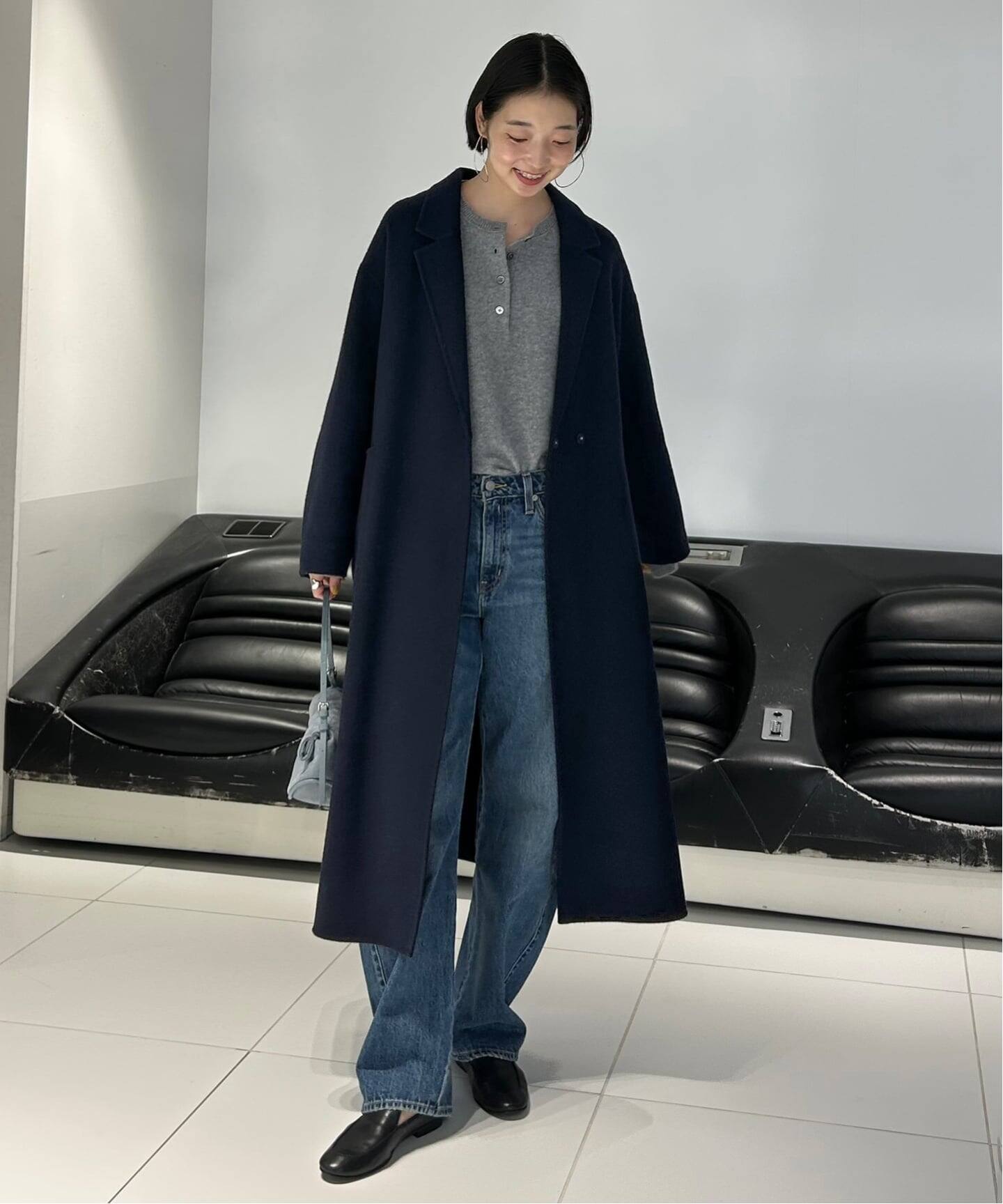 souple wool ダブルフェイスロングコート（チェスターコート）｜SLOBE