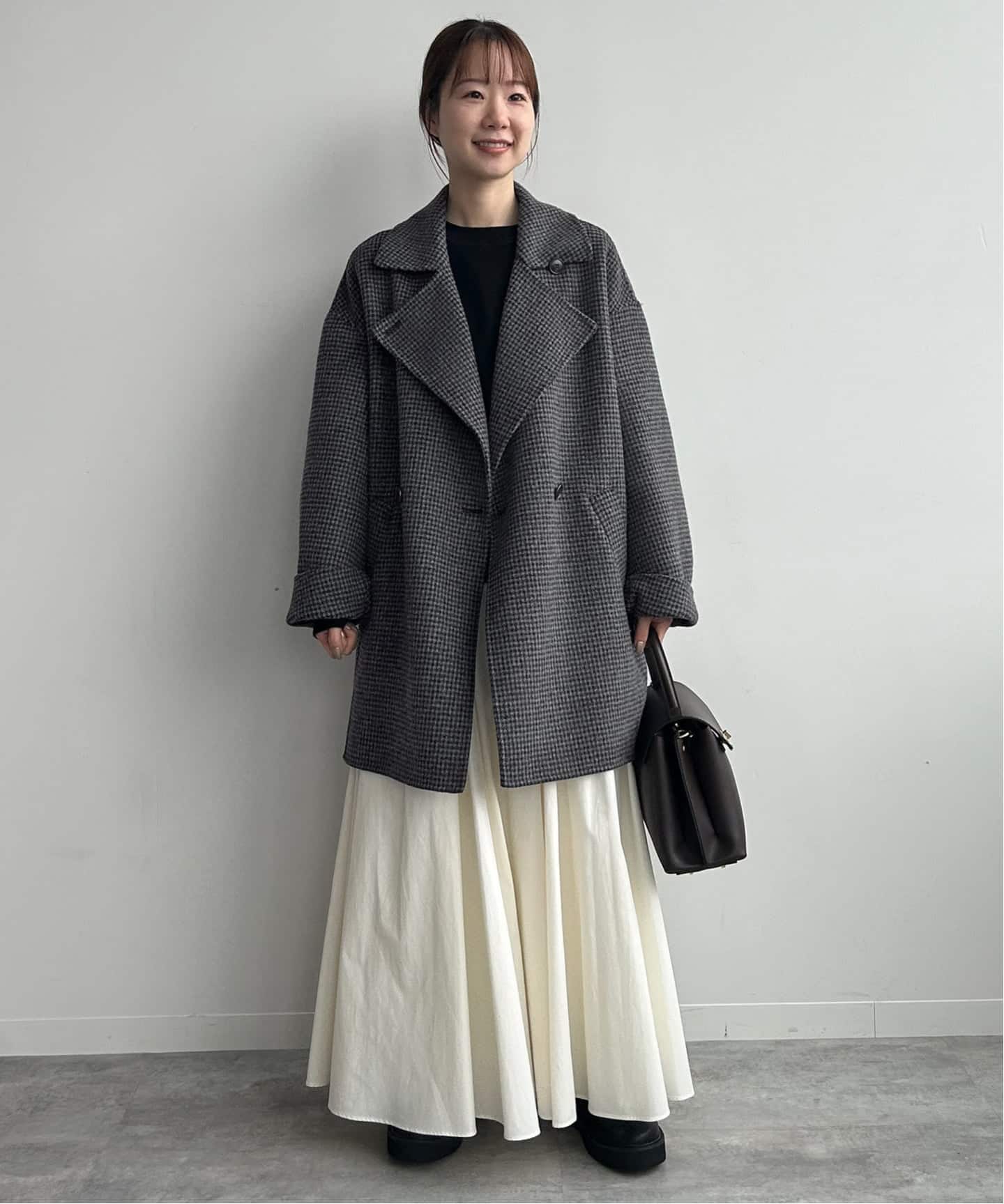 予約》souple wool ダブルフェイスミドルコート（ピーコート