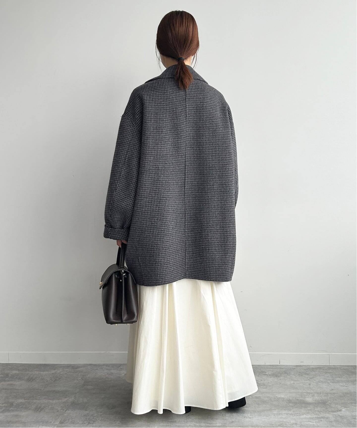 SLOBE IENA グレー ウール ピーコート 予約》souple wool ダブルフェイスミドルコート（ピーコート