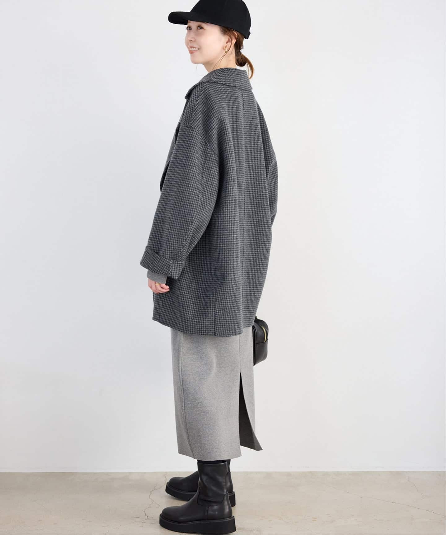 予約》souple wool ダブルフェイスミドルコート（ピーコート