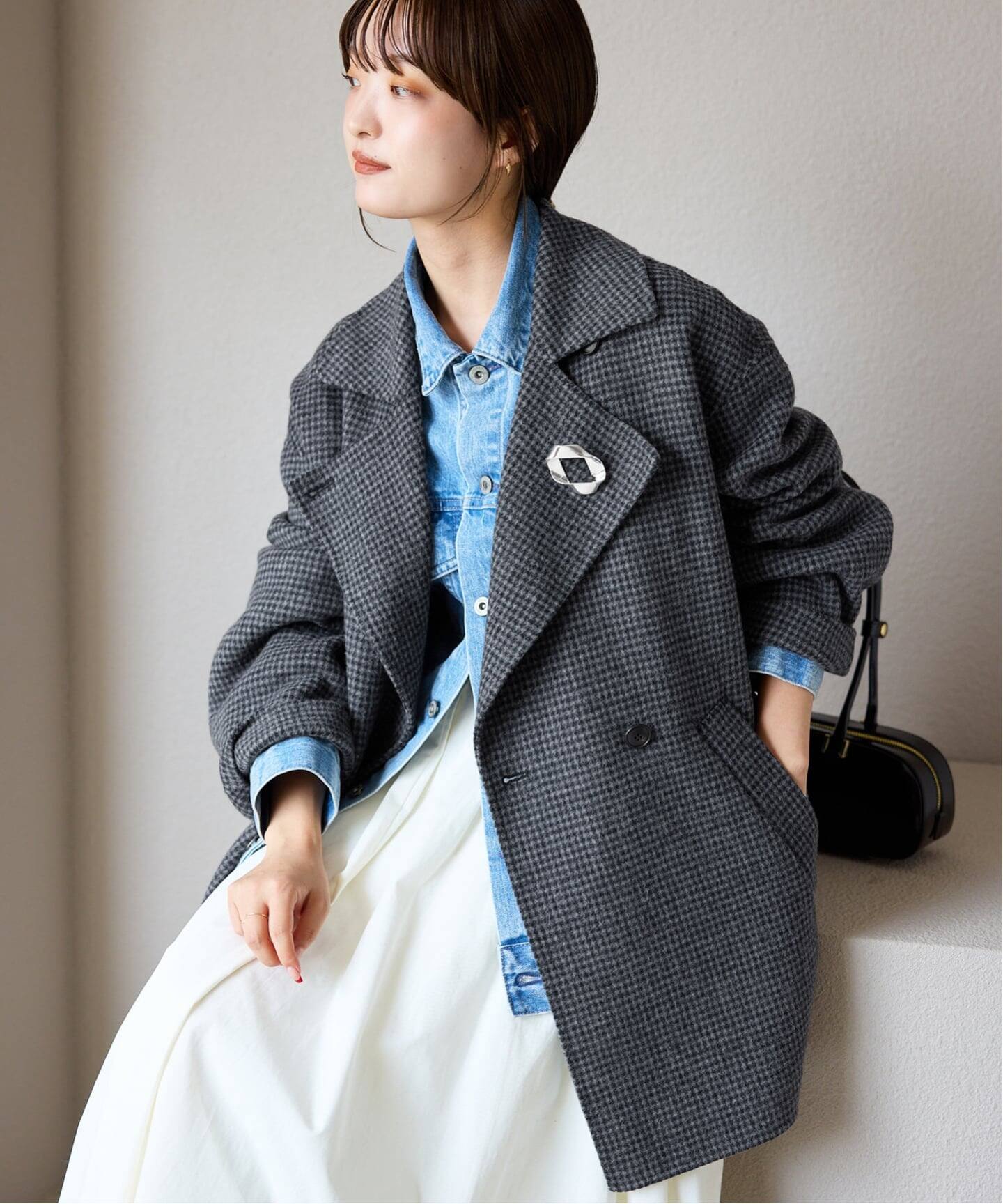 souple wool ダブルフェイスミドルコート（ピーコート）｜SLOBE IENA 