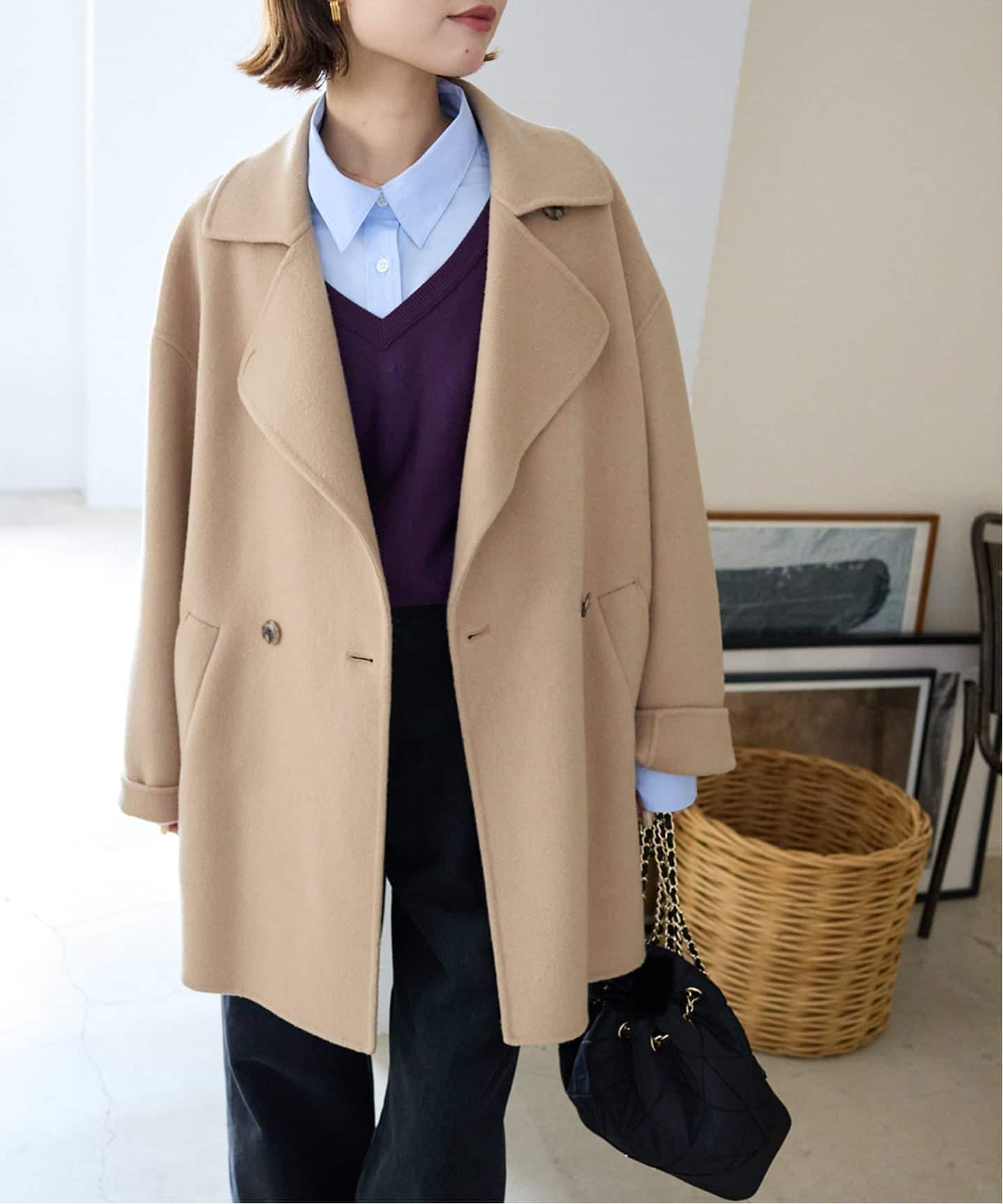 SLOBE  IENA  PORTLAND WOOLコート souple woolダブルフェイスチェスターコート（チェスターコート