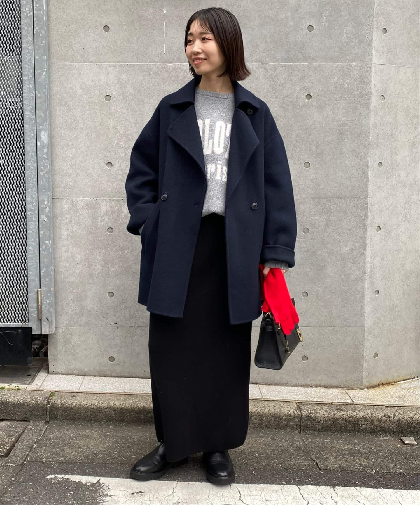 souple wool ダブルフェイスミドルコート（ピーコート）｜SLOBE IENA