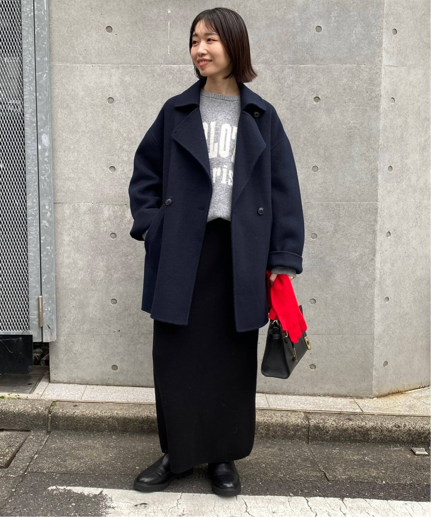 souple wool ダブルフェイスミドルコート（ピーコート）｜SLOBE IENA 