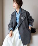 souple wool ダブルフェイスミドルコート