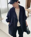 souple wool ダブルフェイスミドルコート
