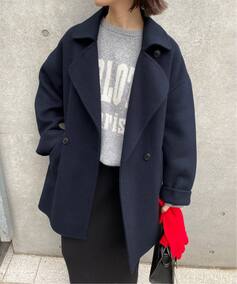 souple wool ダブルフェイスミドルコート