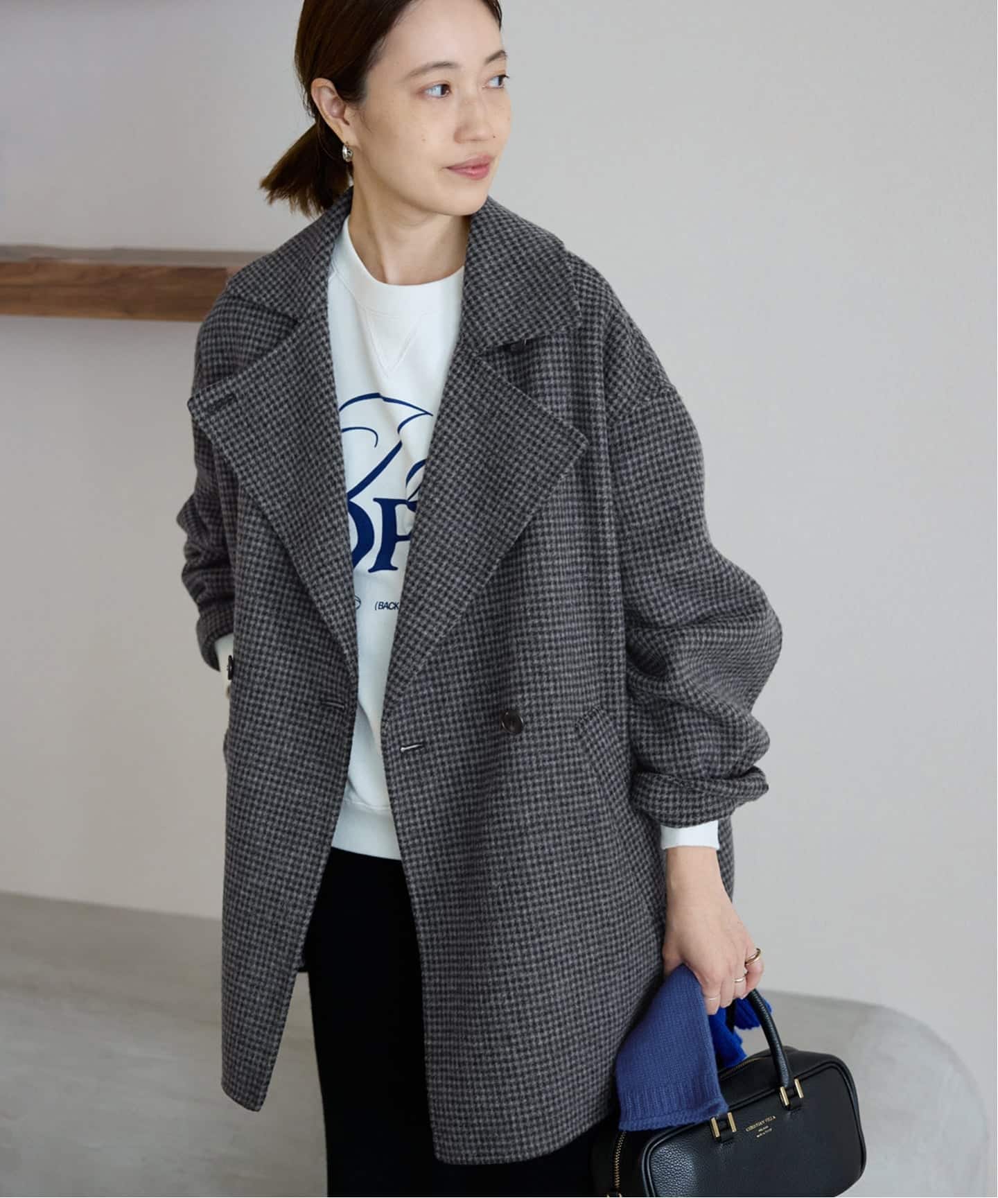 追加》souple wool ダブルフェイスミドルコート（ピーコート）｜SLOBE