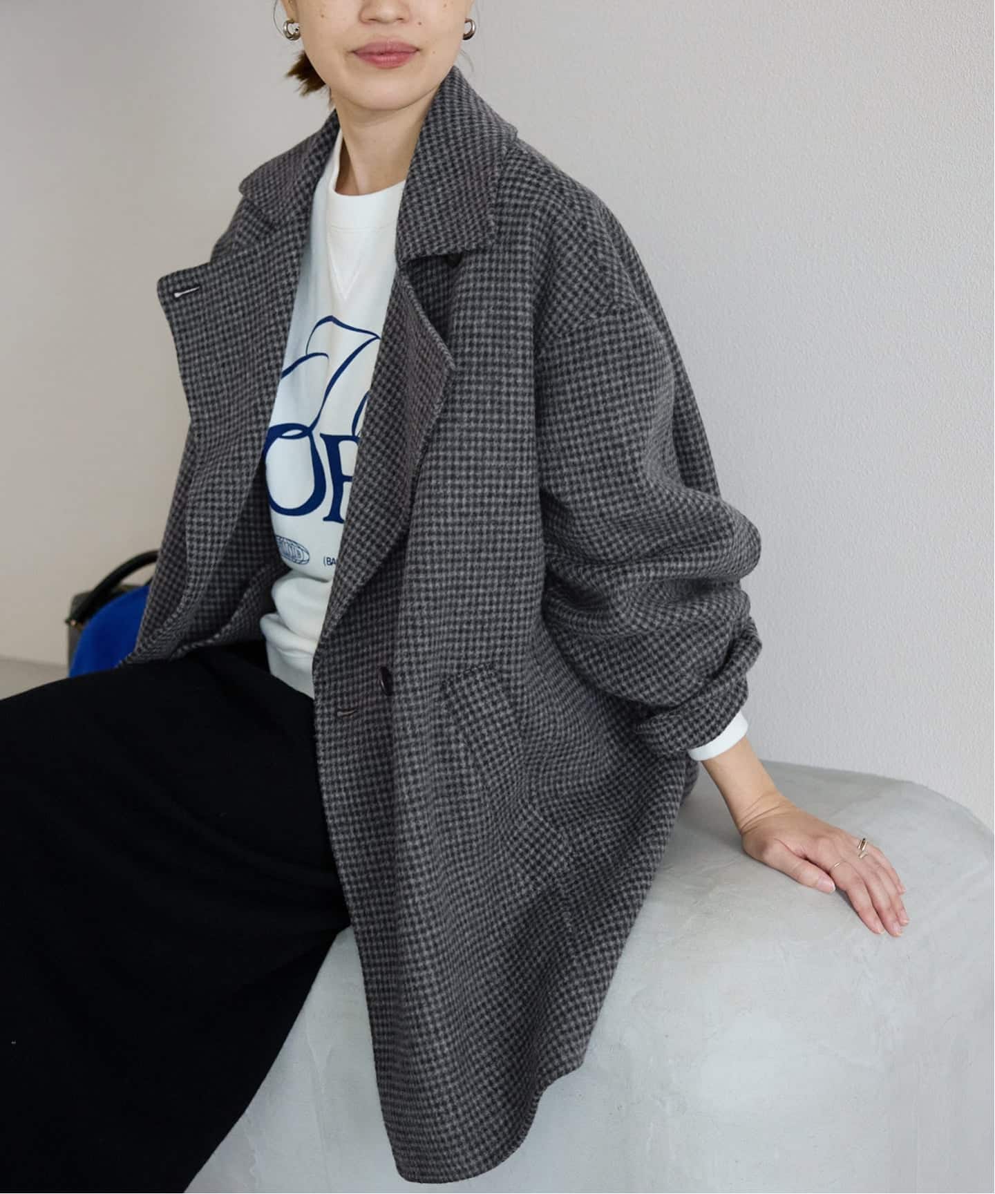 追加》souple wool ダブルフェイスミドルコート（ピーコート）｜SLOBE