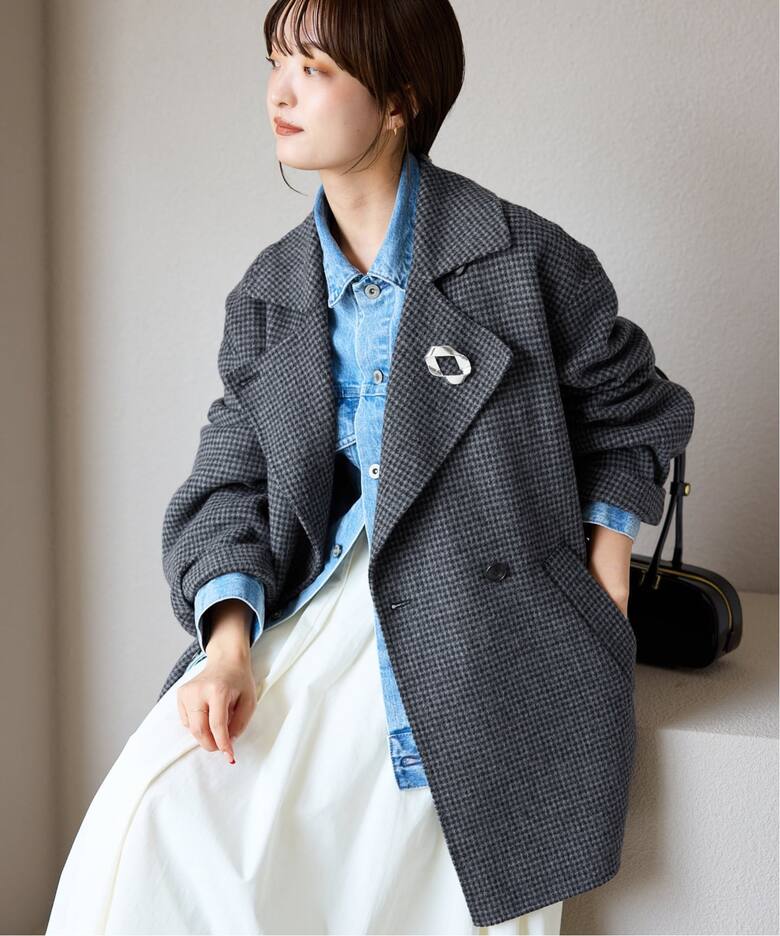 追加》souple wool ダブルフェイスミドルコート（ピーコート）｜SLOBE 