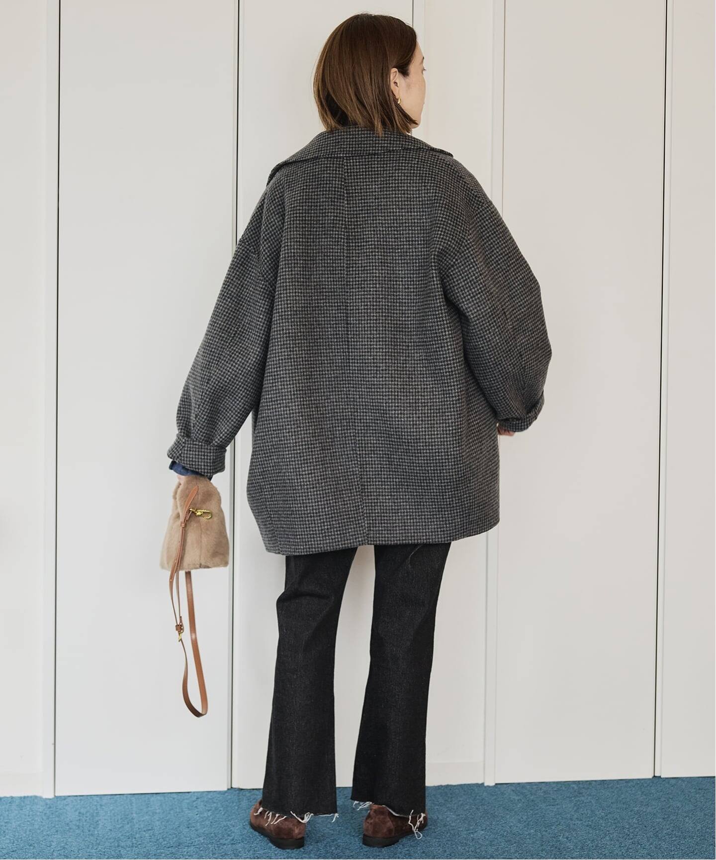 追加》souple wool ダブルフェイスミドルコート（ピーコート）｜SLOBE