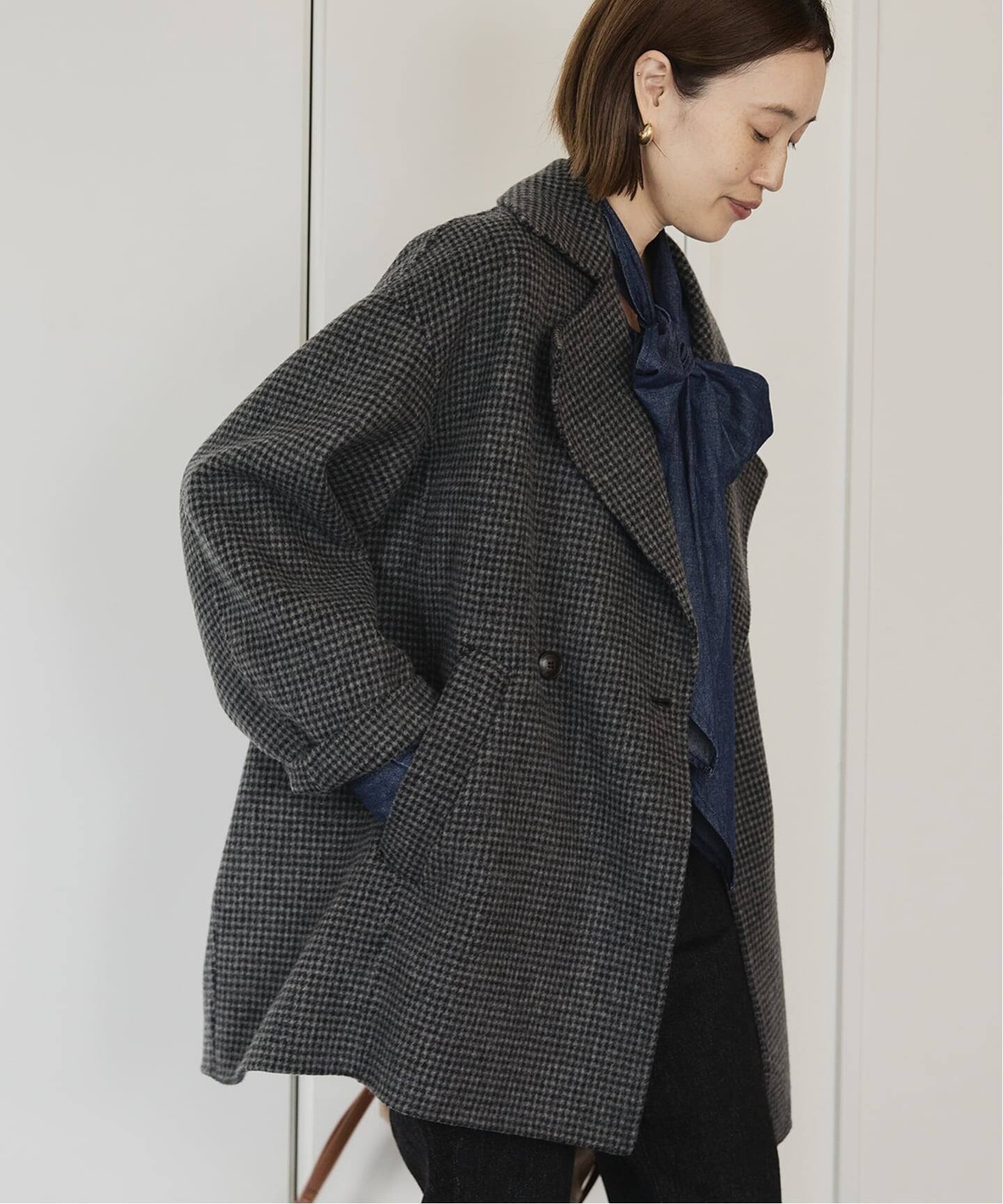 追加》souple wool ダブルフェイスミドルコート（ピーコート）｜SLOBE