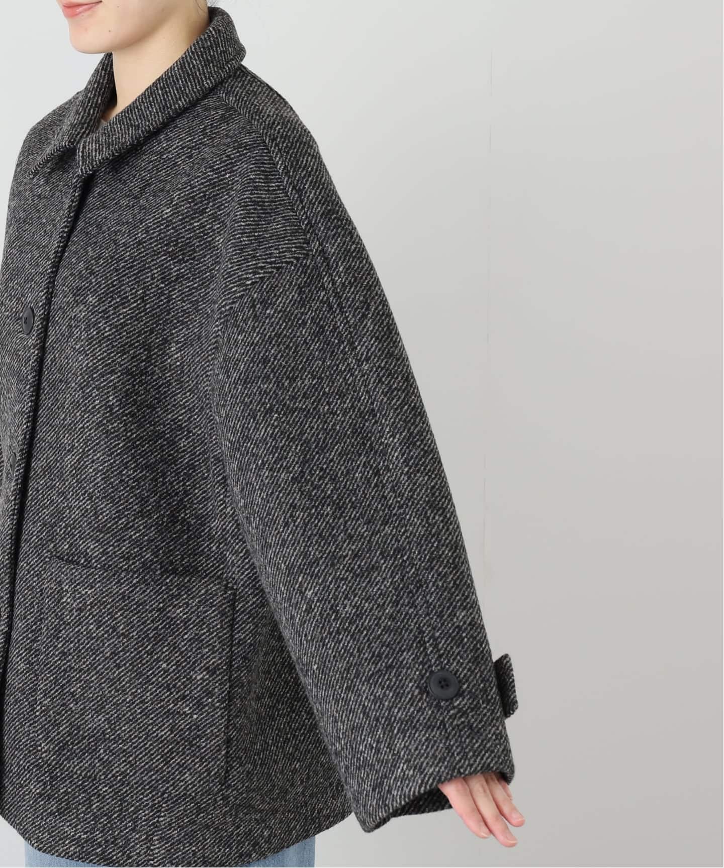 ツイードボンディングステンカラーショートコート（ステンカラーコート