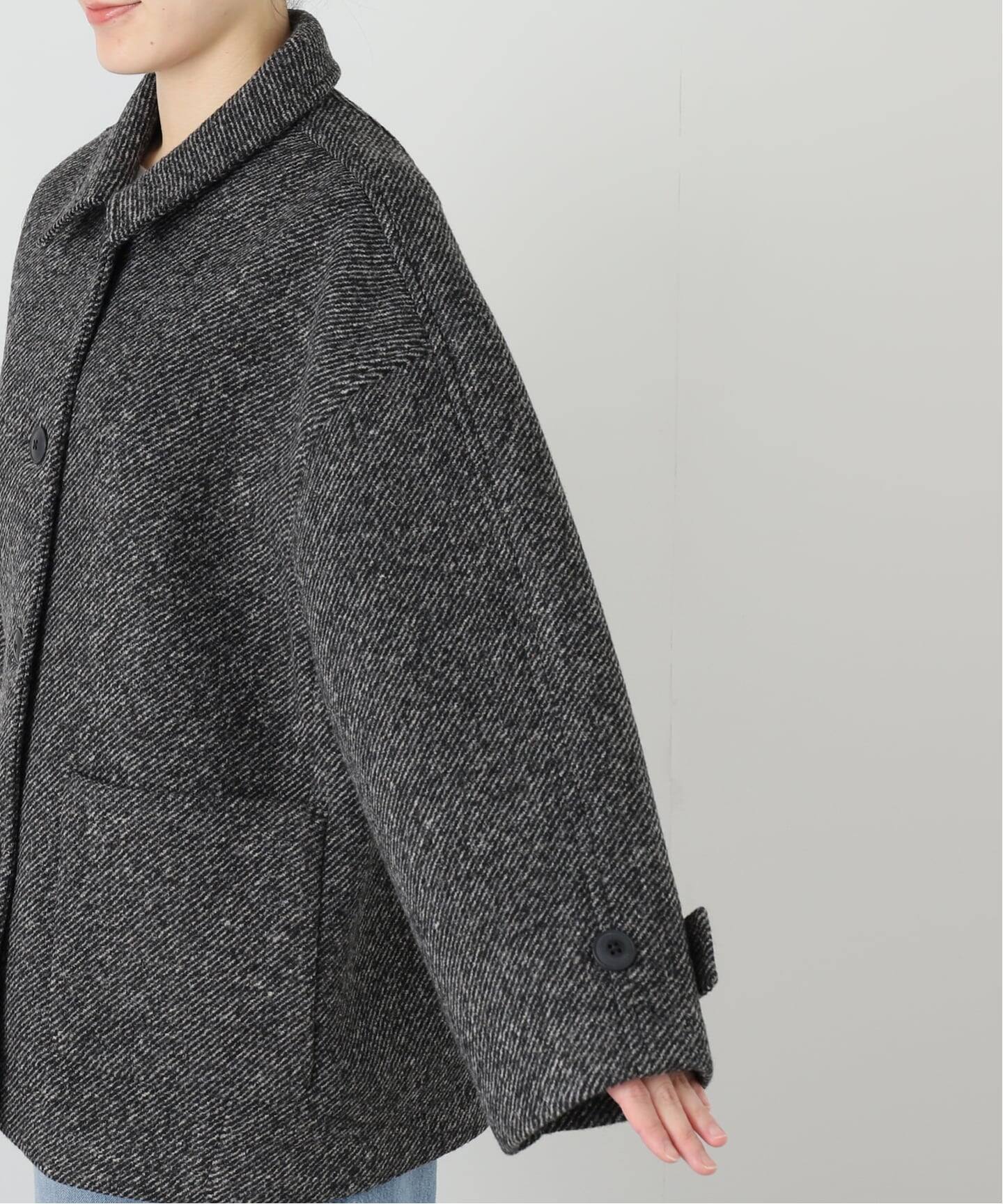 ツイードボンディングステンカラーショートコート（ステンカラーコート