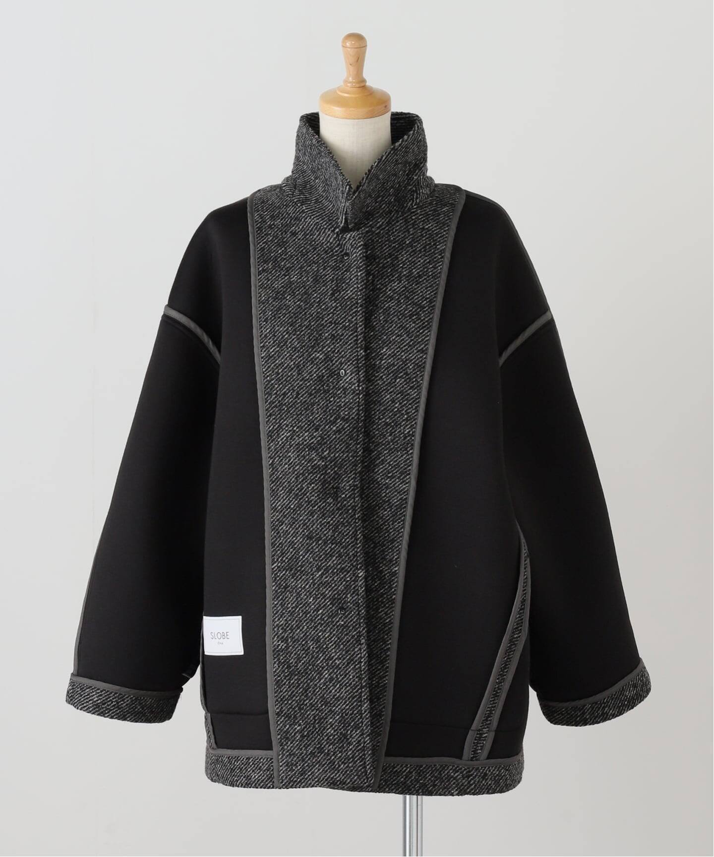 ツイードボンディングステンカラーショートコート（ステンカラーコート